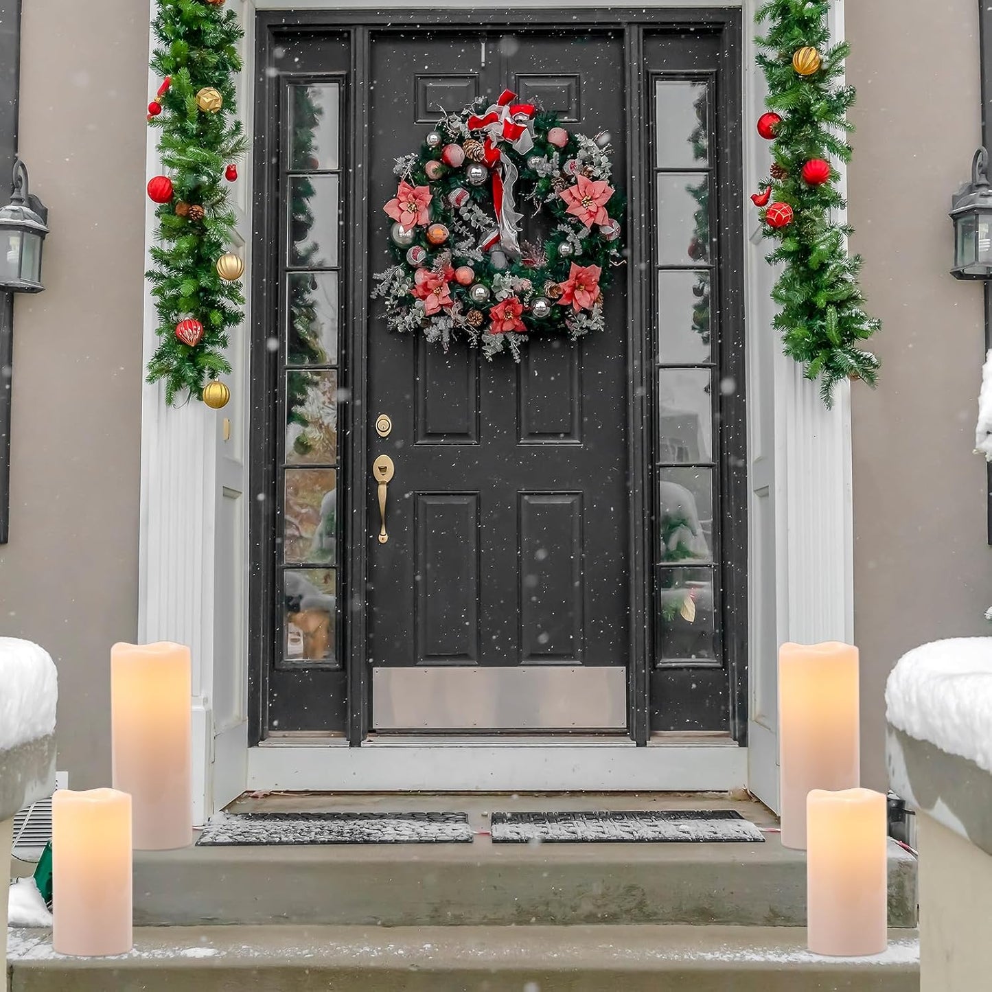 Eldnacele 8" 10"x4" Large Waterproof Outdoor Flameless Candles Remote Timer | Battery Operated Candles LED Flickering