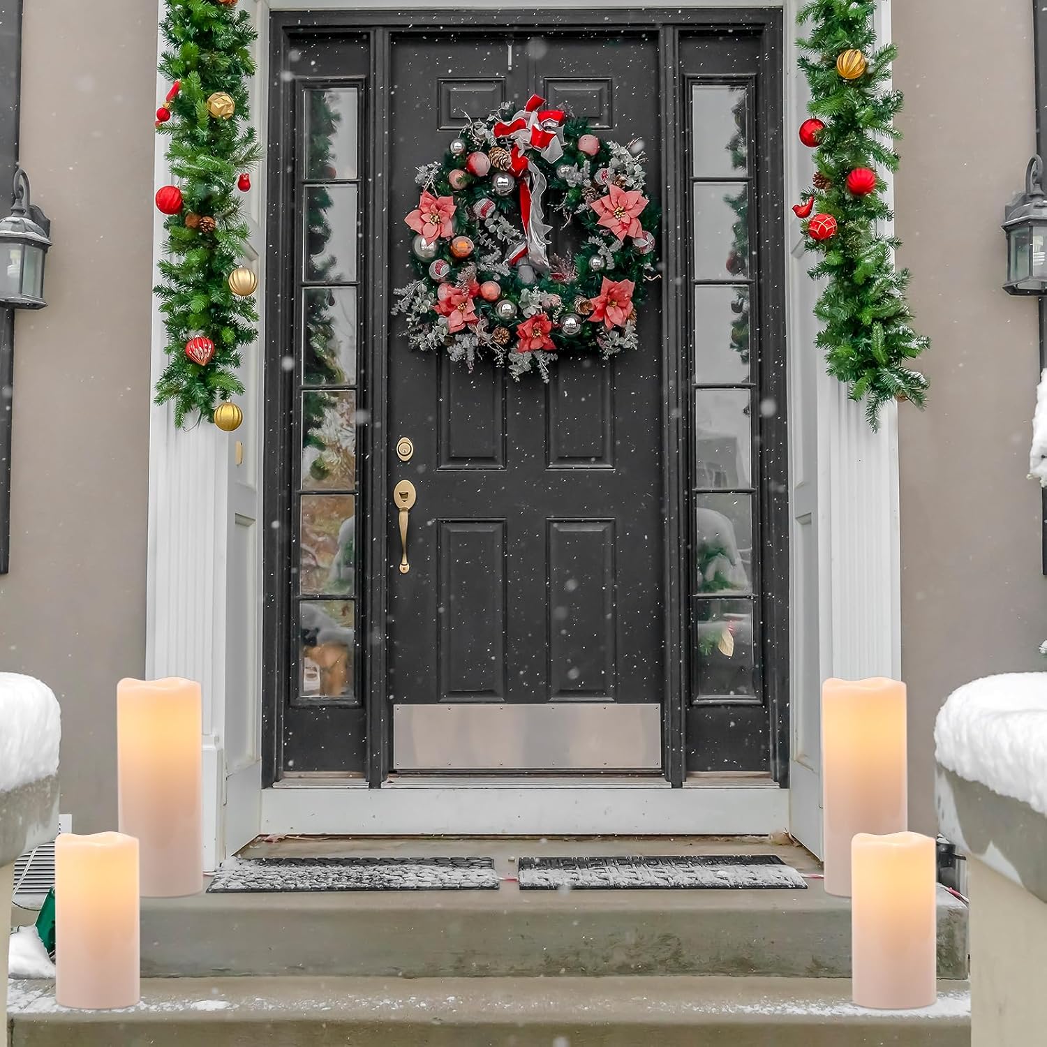Eldnacele 8" 10"x4" Large Waterproof Outdoor Flameless Candles Remote Timer | Battery Operated Candles LED Flickering
