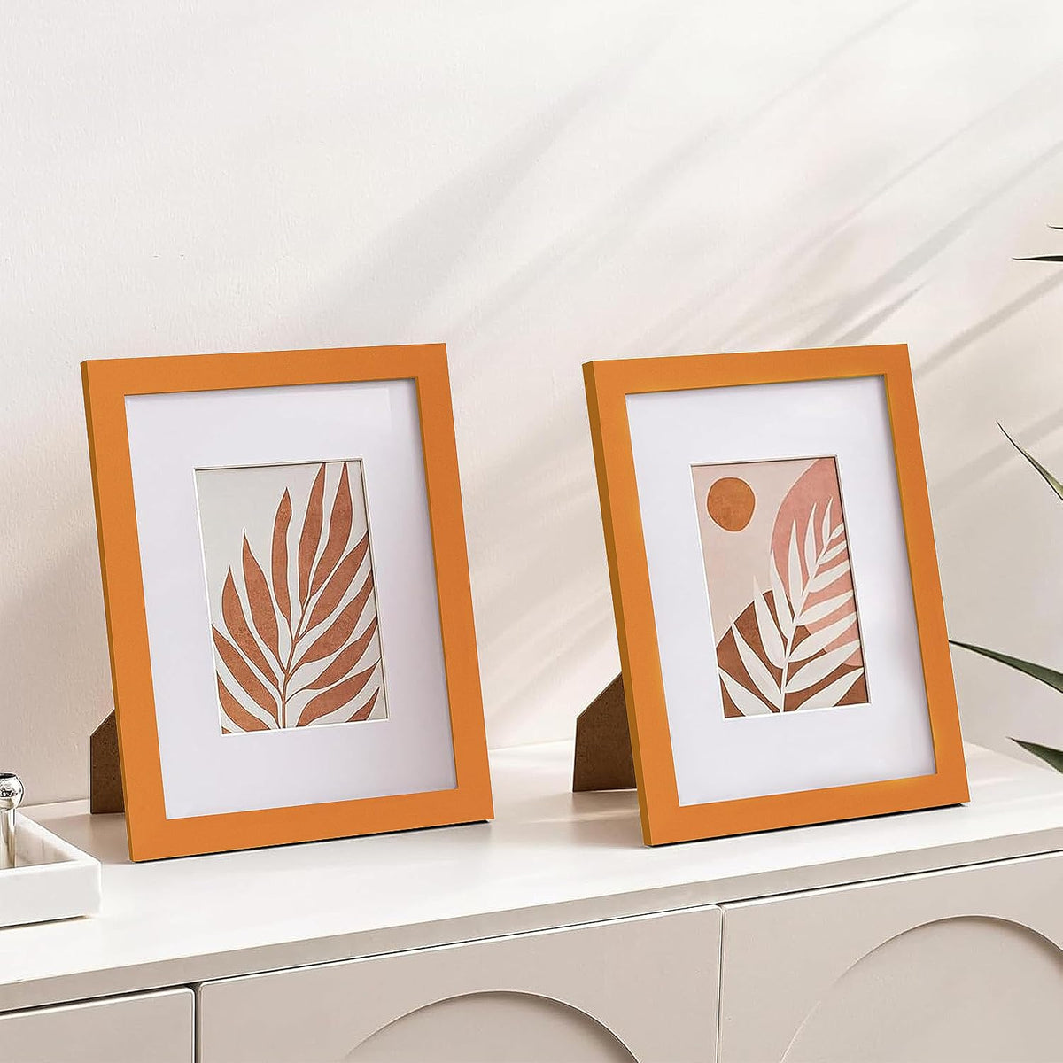 eletecpro 8x10 Picture Frames, Acrylic Cover, Orange, Set of 10 | Display Photo 5x7 with Mat or 8x10 without