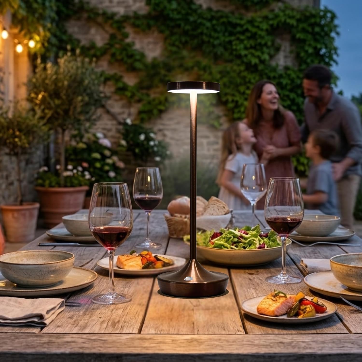 Brown Cordless Table Lamps, Rechargeable 6000mAh, 72H Runtime, Waterproof | Stepless Touch Dimming with 3 Color Modes &