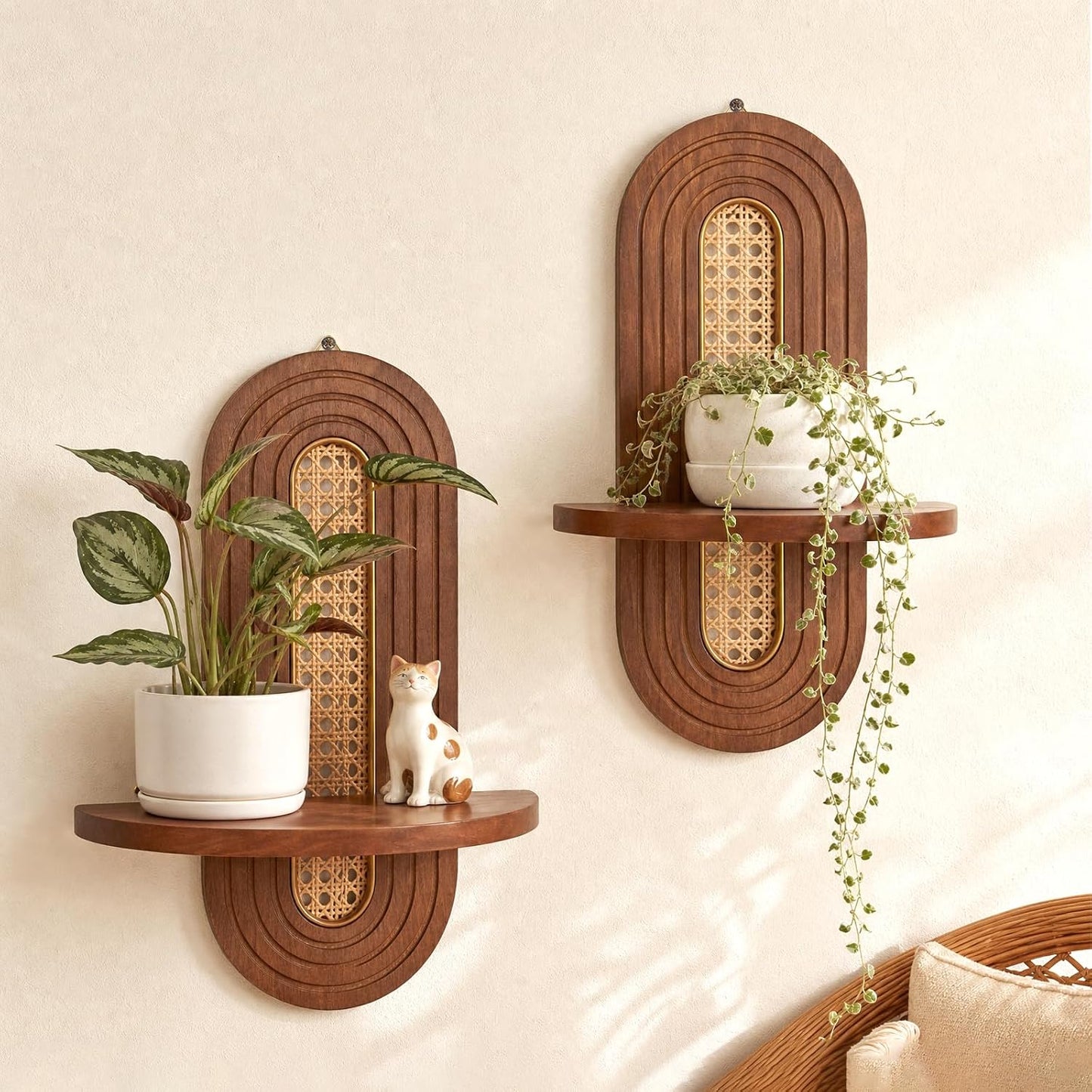 Rattan Plant Shelf / Set of 2