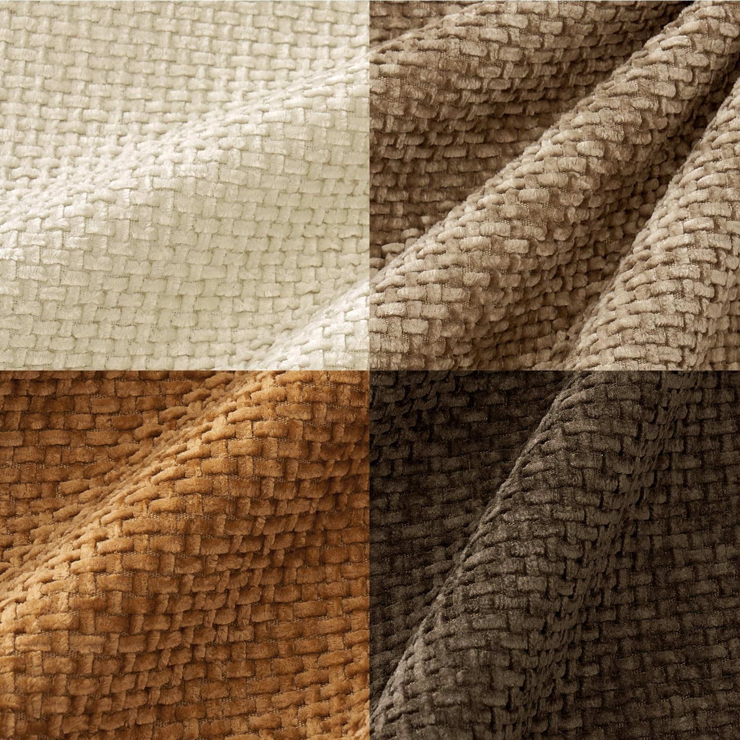 Couch Throw Pillow Covers Soft Decorative Chenille Pillows Farmhouse / 18 x 18 / Brown / Set of 4