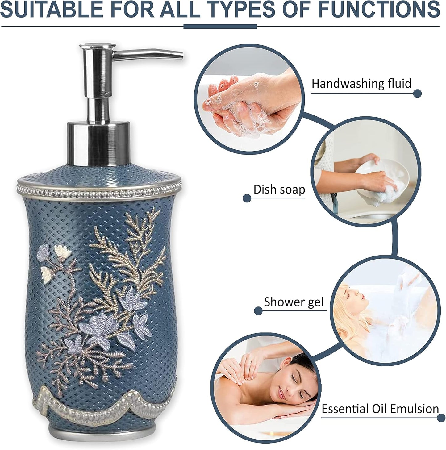 Zahari Home 4pc Capri Bathroom Accessories Sets Modern Classic Soap Dispenser, Tumbler, Tooth Brush Holder and Soap