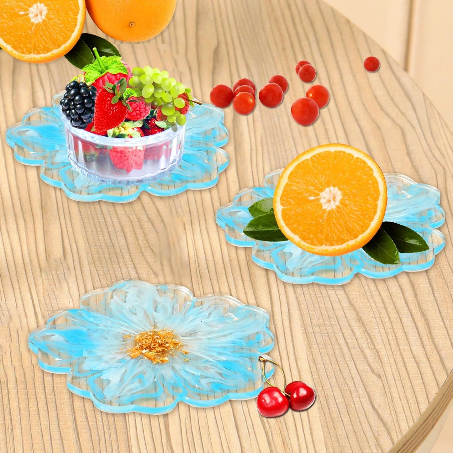 Large Flower Resin Molds for Tray and Coaster Casting / A / Set of 5