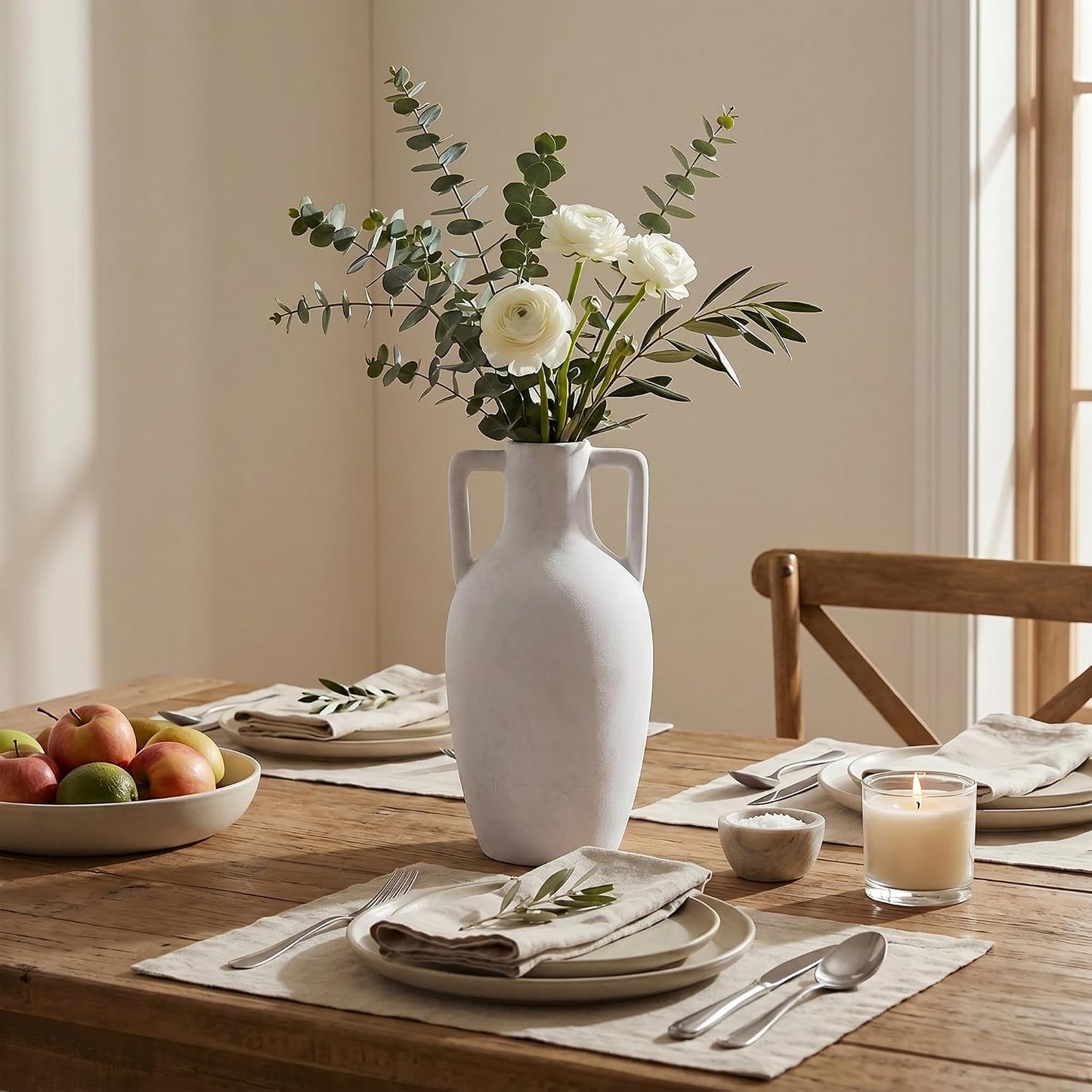 Ceramic Flower Vase / 12.8 In - White / 12.8 Inch