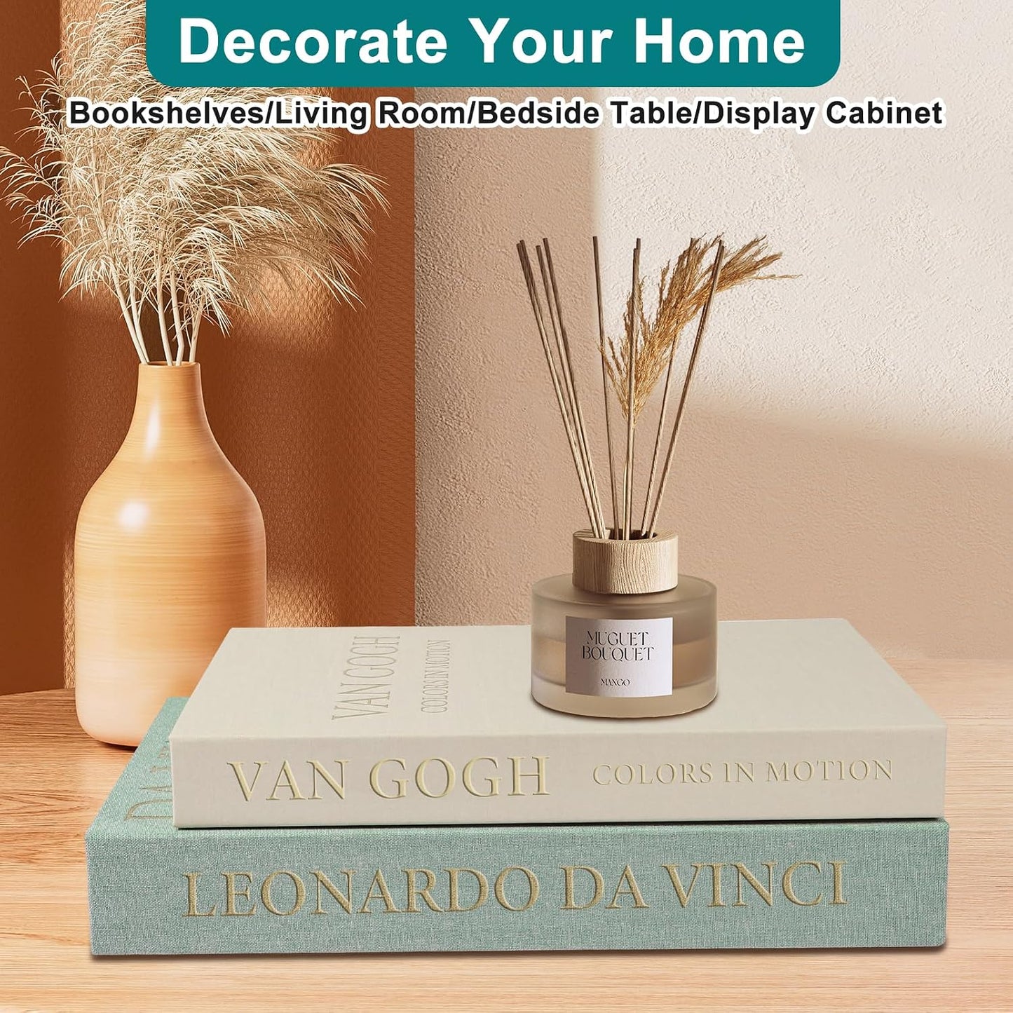 Linen Decorative Boxes for Aesthetic Room Decoration / Sage+beige / Set of 2