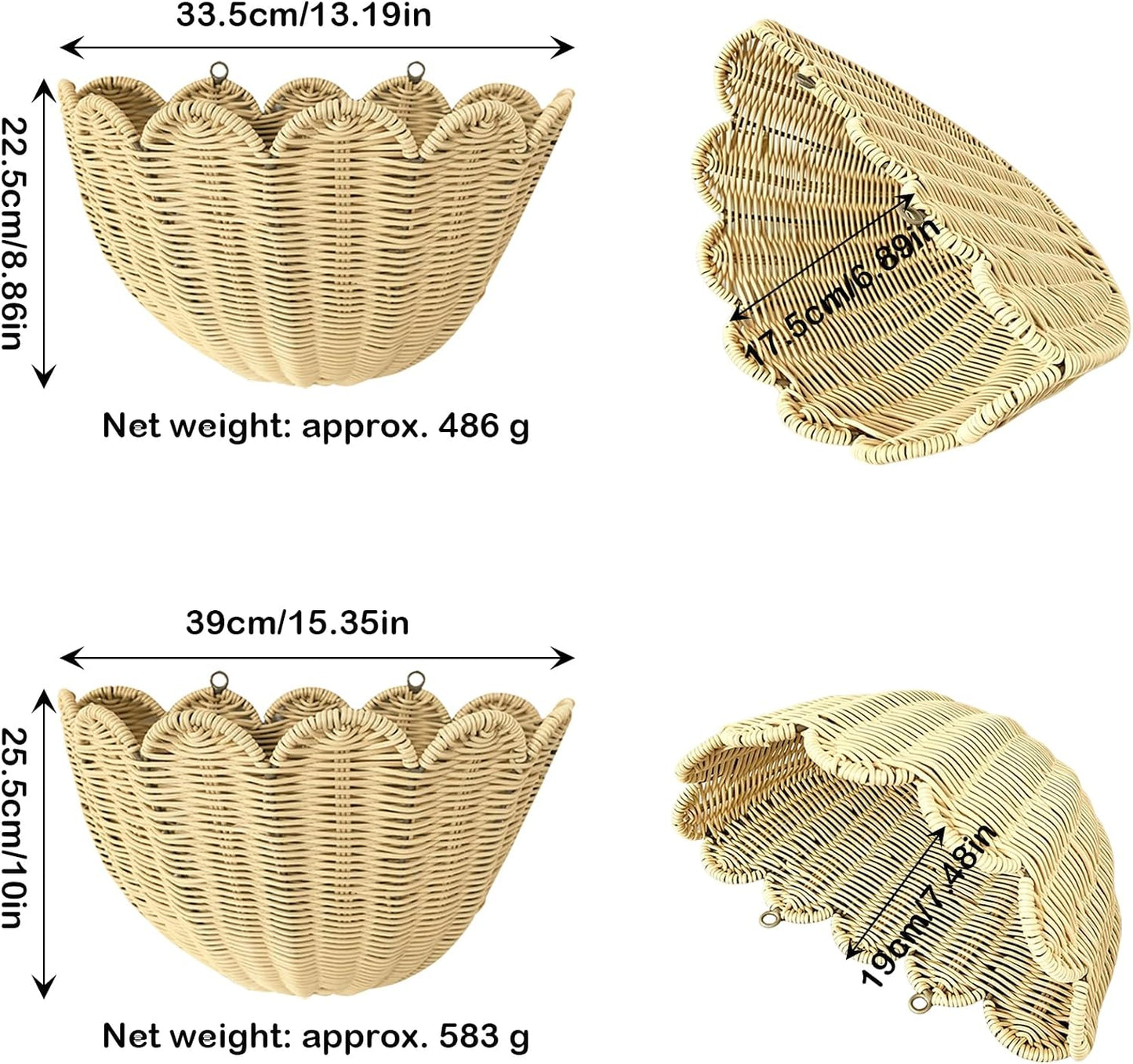 Scalloped Wall Basket / Set of 2