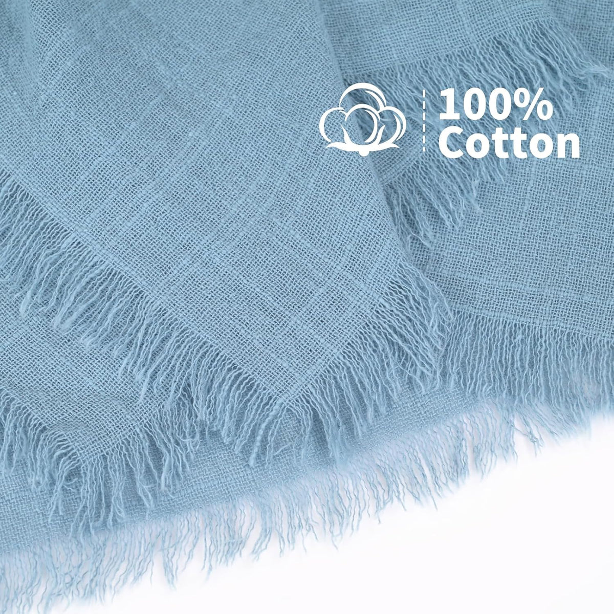 Showgeous 30 Pack Dusty Blue Cloth Napkins with Fringe, 16x16 inch | 100% Cotton Blue Napkins Handmade Dinner Napkins