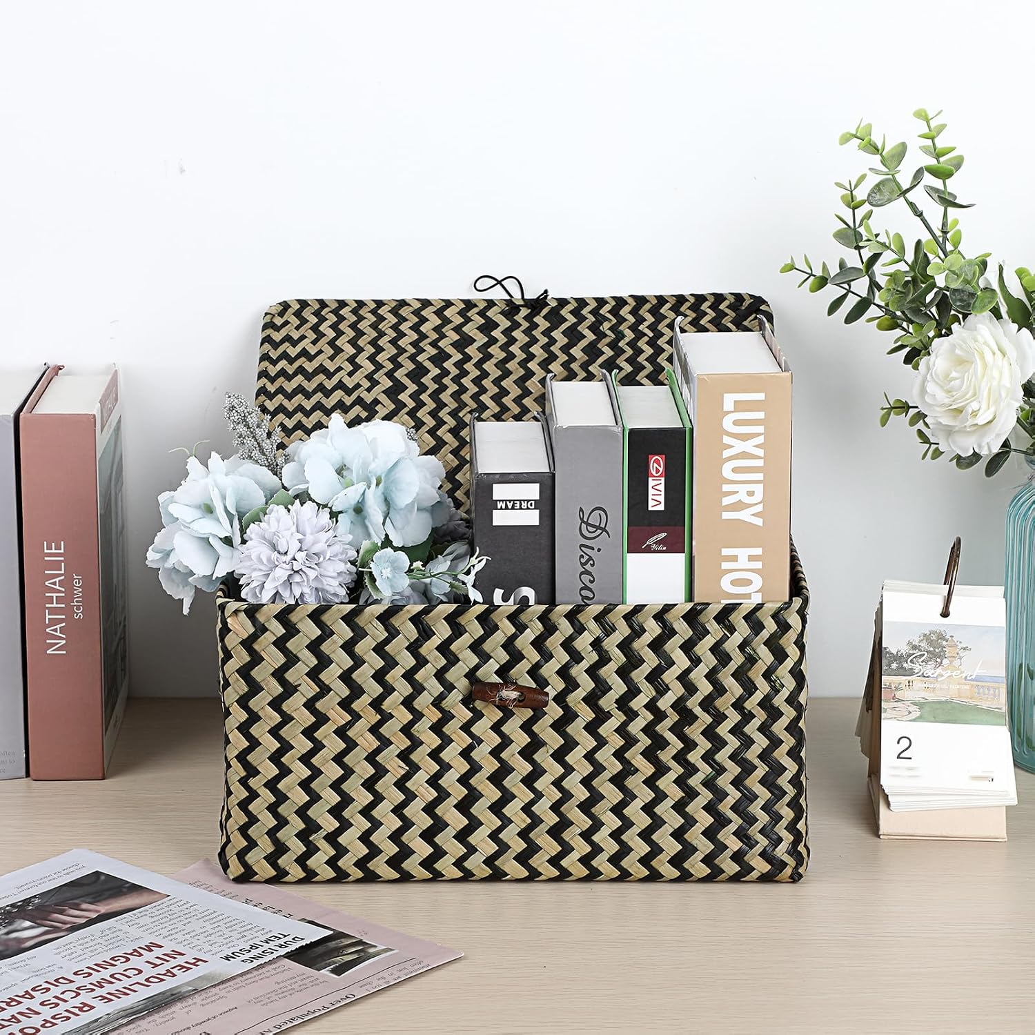 Wicker Shelf Baskets / Medium / Black