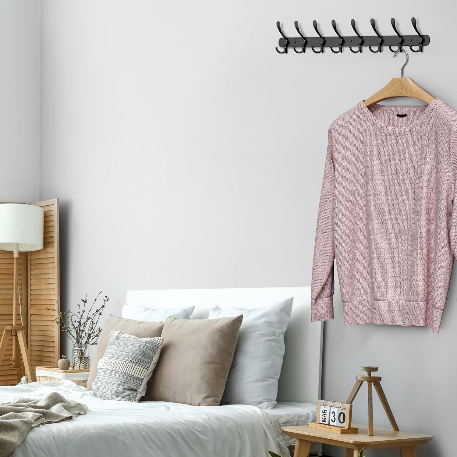 Coat Rack Wall Mount with 8 Tri Hooks – 24 Inch Stainless Steel Coat Hook Rack, Heavy Duty Wall Mounted Organizer for