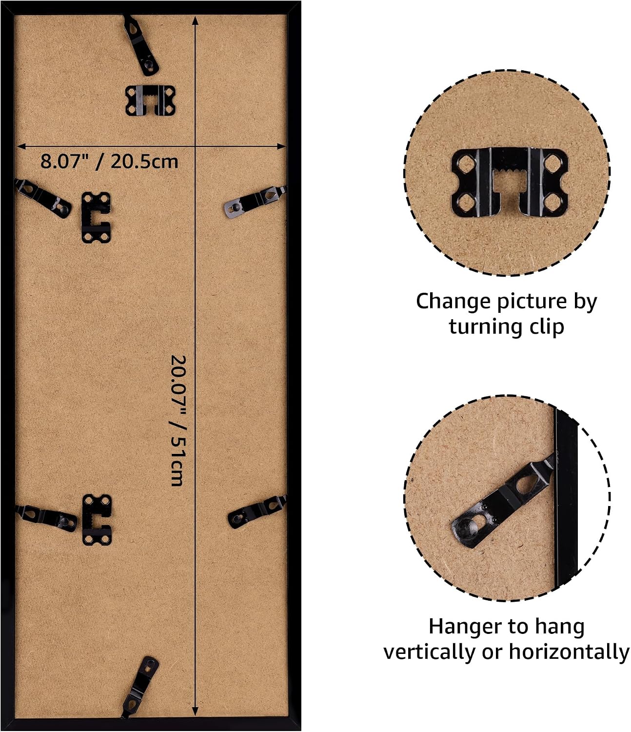 Giftgarden 4x6 Picture Frame Collage 4 Opening, 8x20 Frame Matted to Four 4x6 Photos with Mat for Wall Display, Black