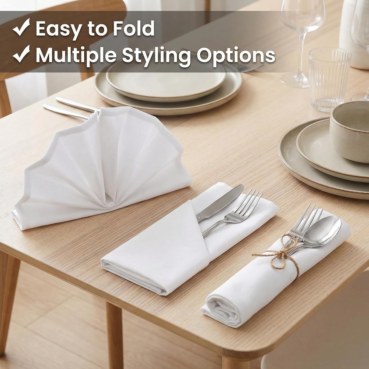 Urban Villa Cloth Napkins White Dinner Napkins Set of 12 (18X18) 100% Cotton Absorbent Washable Durable Reusable Ideal