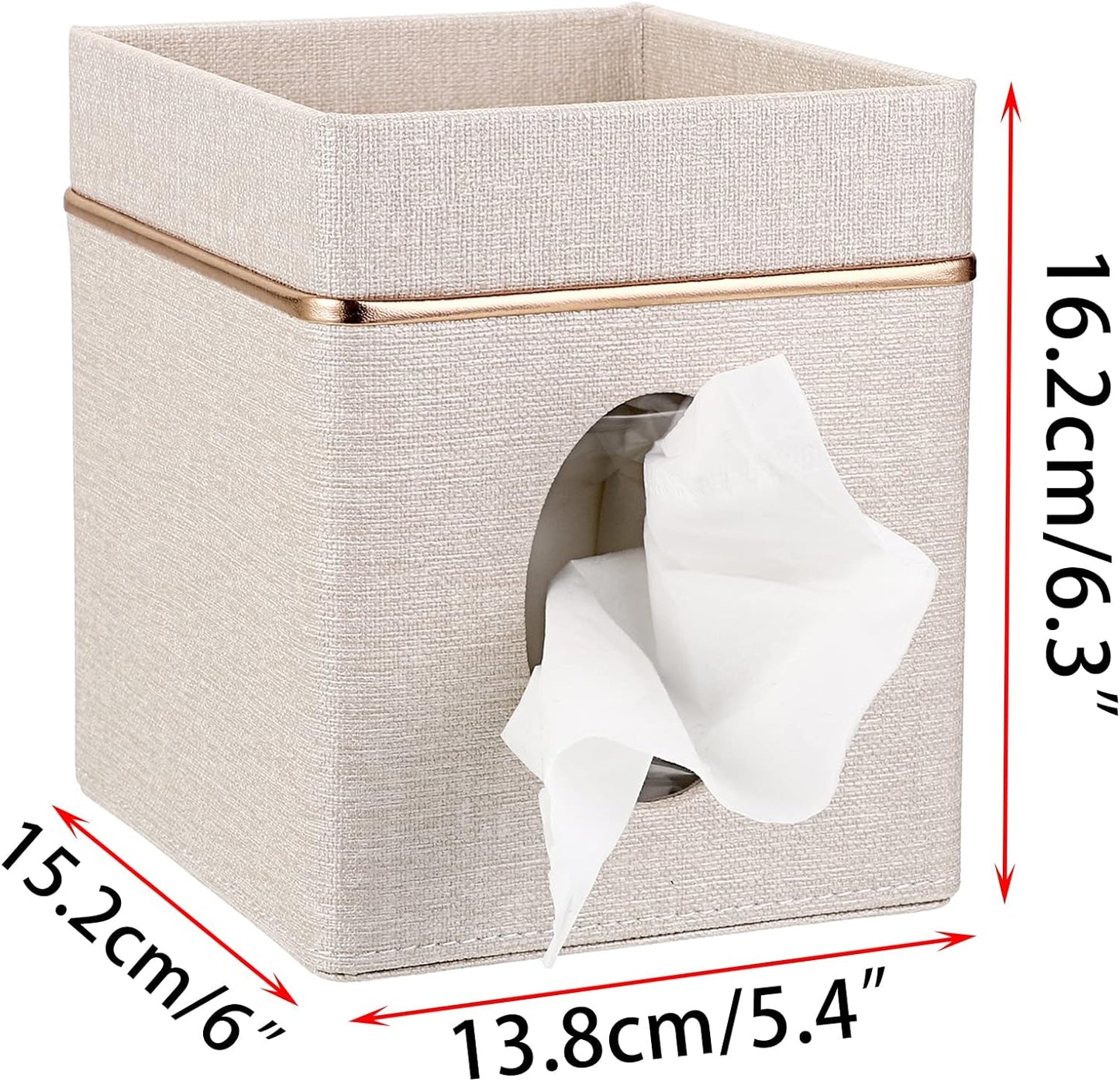 Linen Square Tissue Box Cover / Beige