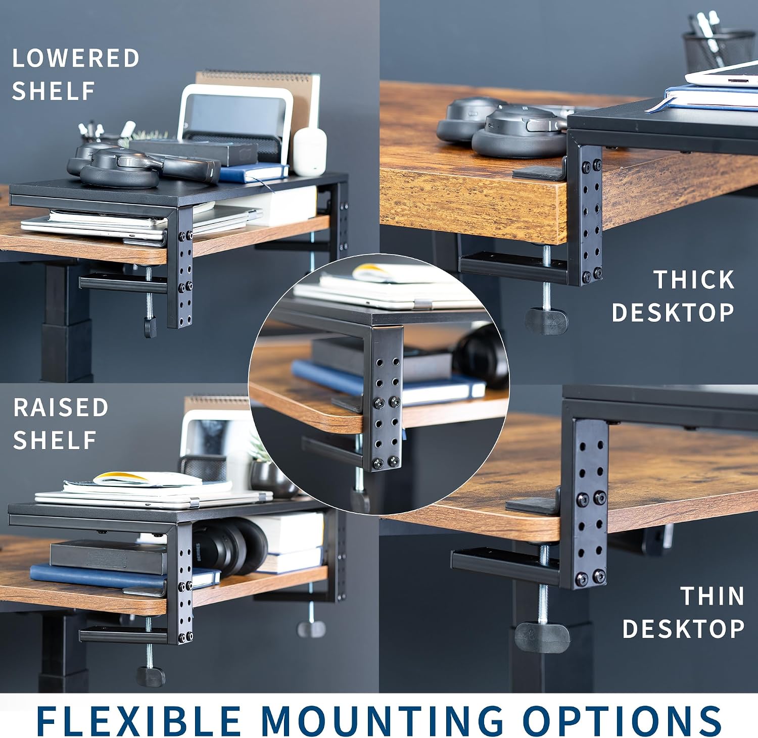 VIVO Clamp-on 15 inch Desk Extension Shelf for Gaming Devices, Ergonomic Computer Monitor and Laptop Riser, Printer