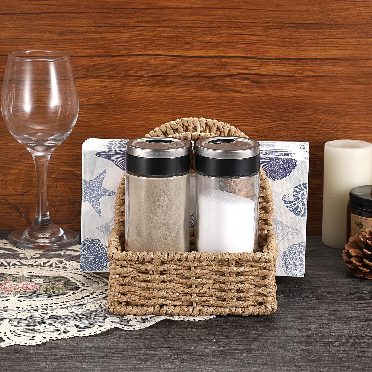 Wicker Napkin Holders / Paper Rope / 5.7 x 5.7 x 5.5