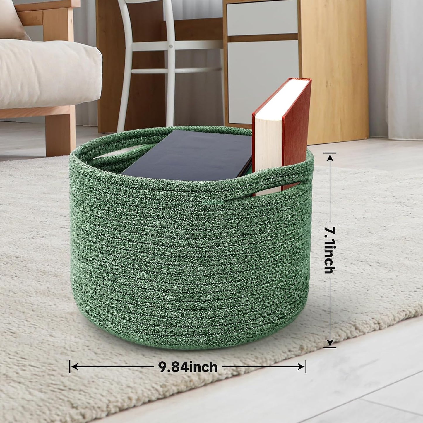 Round Woven Basket / Green / Set of 3