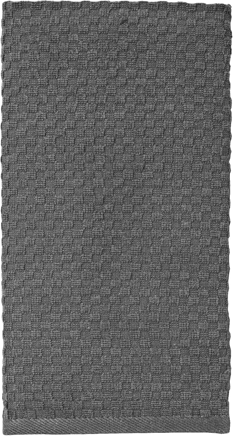 COTTON CRAFT Amazing Kitchen Towels - 8 Pack 100% Cotton Waffle Terry Towel | Charcoal - 16x28 Euro Café Waffle Weave