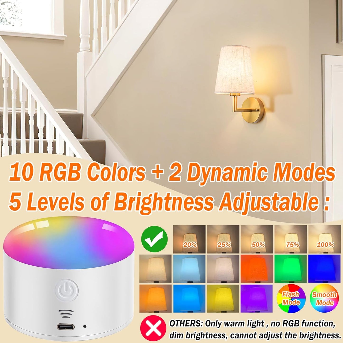 Wall Sconce Battery Operated Wall Light Fixure with Remote Control, Dimmable Battery Operated Wall Sconces Set Of Two
