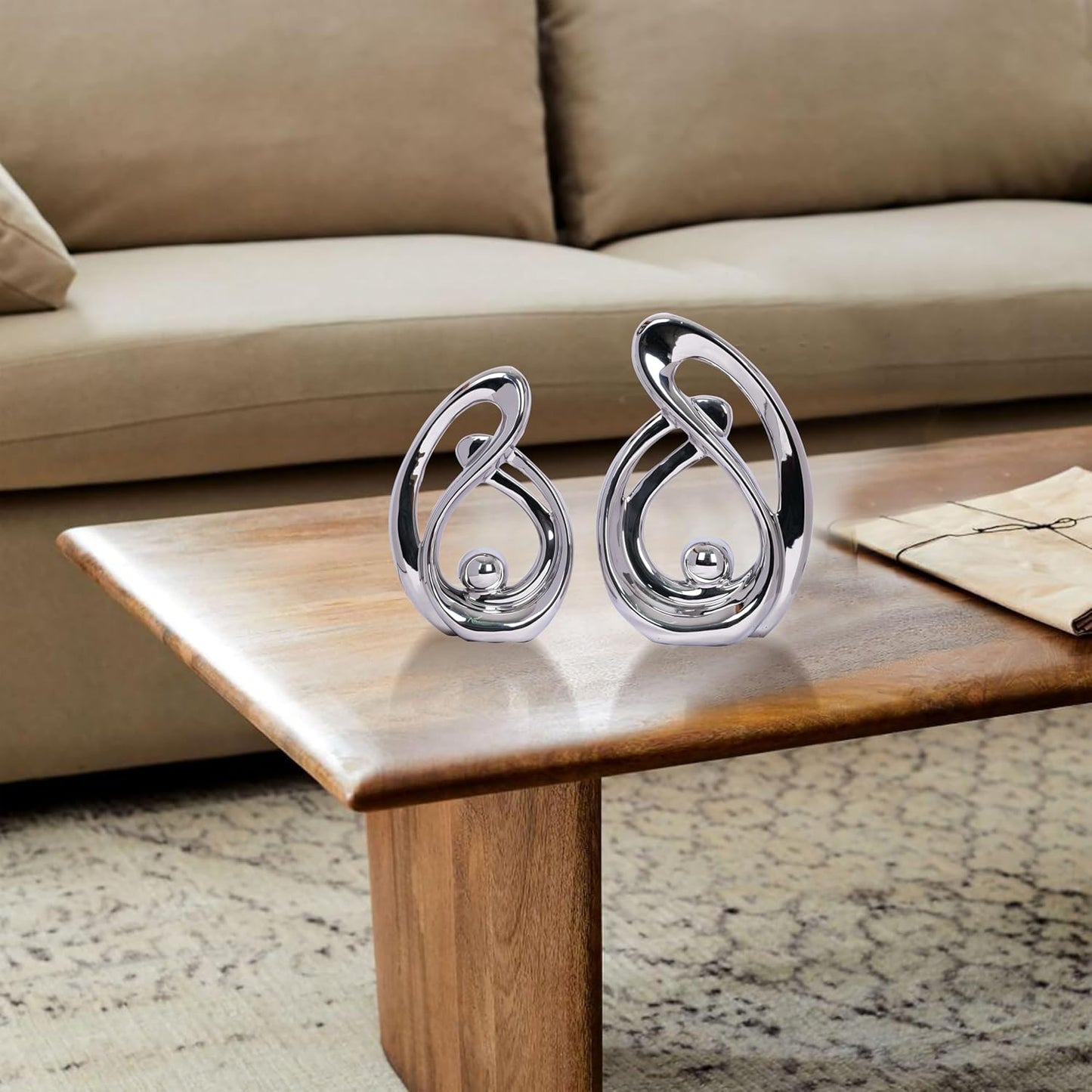 Decor Sculpture Table Decorations Ceramic Decor Mid Century Modern Decor Statue / Silver / Set of 2