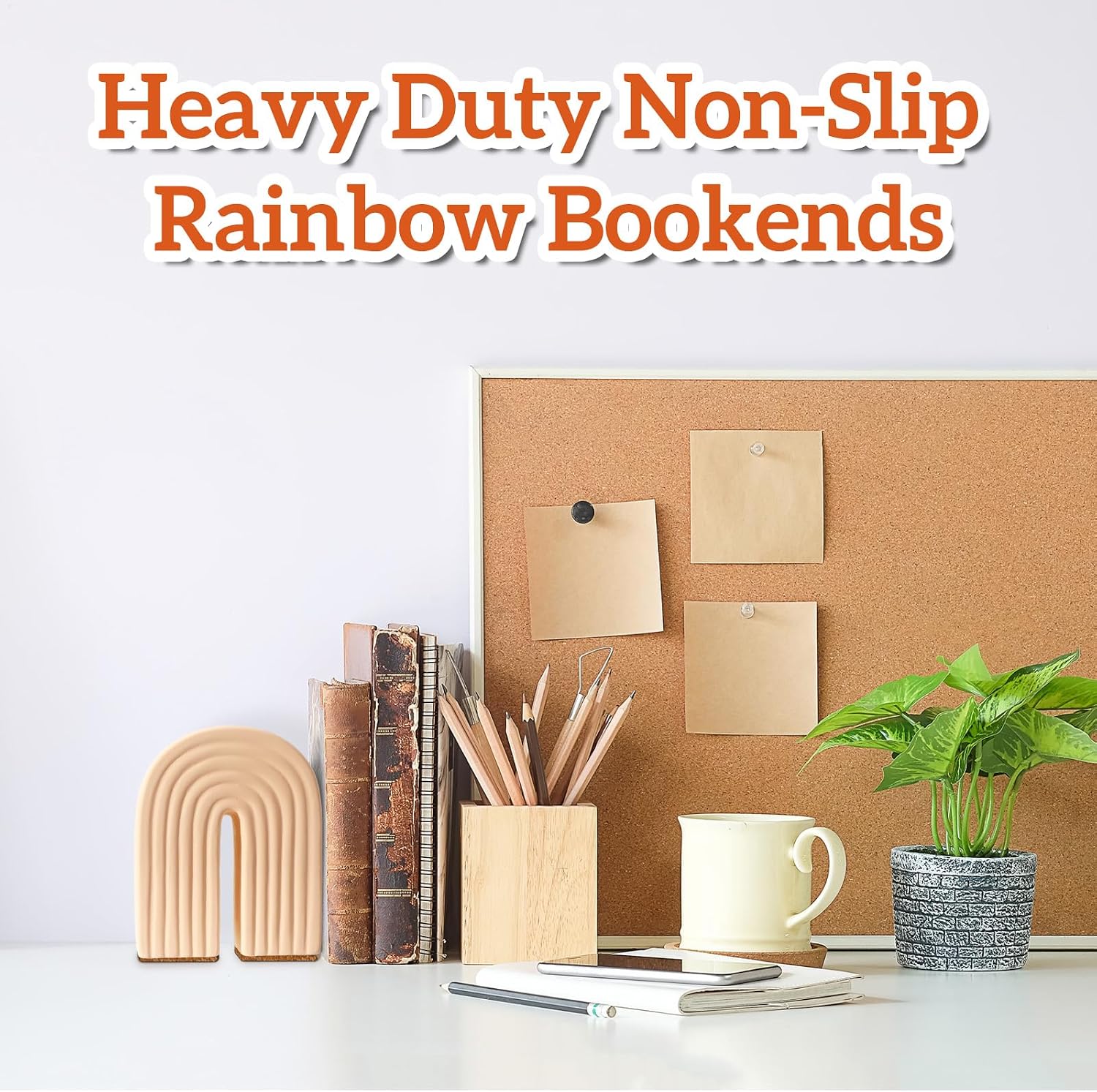 Concrete Bookends Heavy Boho Arch Book Ends Decorative Rainbow Arch Shelf Back to School / Set of 2