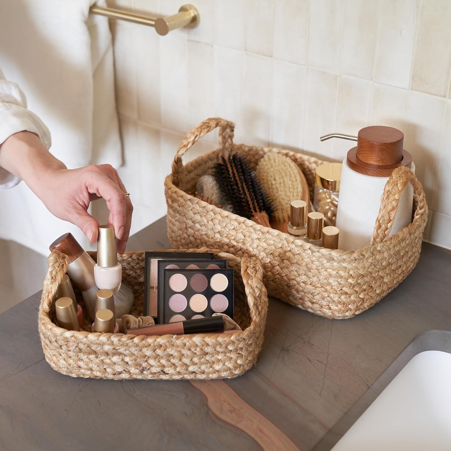 Storage Basket / Jute Rope Baskets / Natural / Set of 4