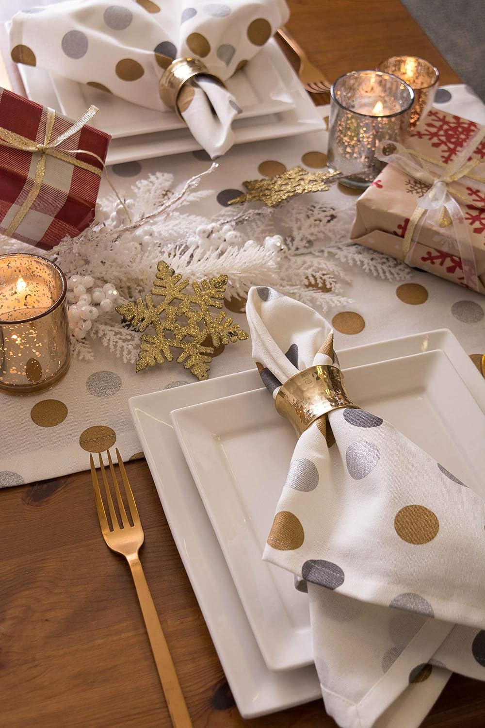 DII Decorative Buffet Basics Napkin Ring Set, Hammered Gold, 12 Count