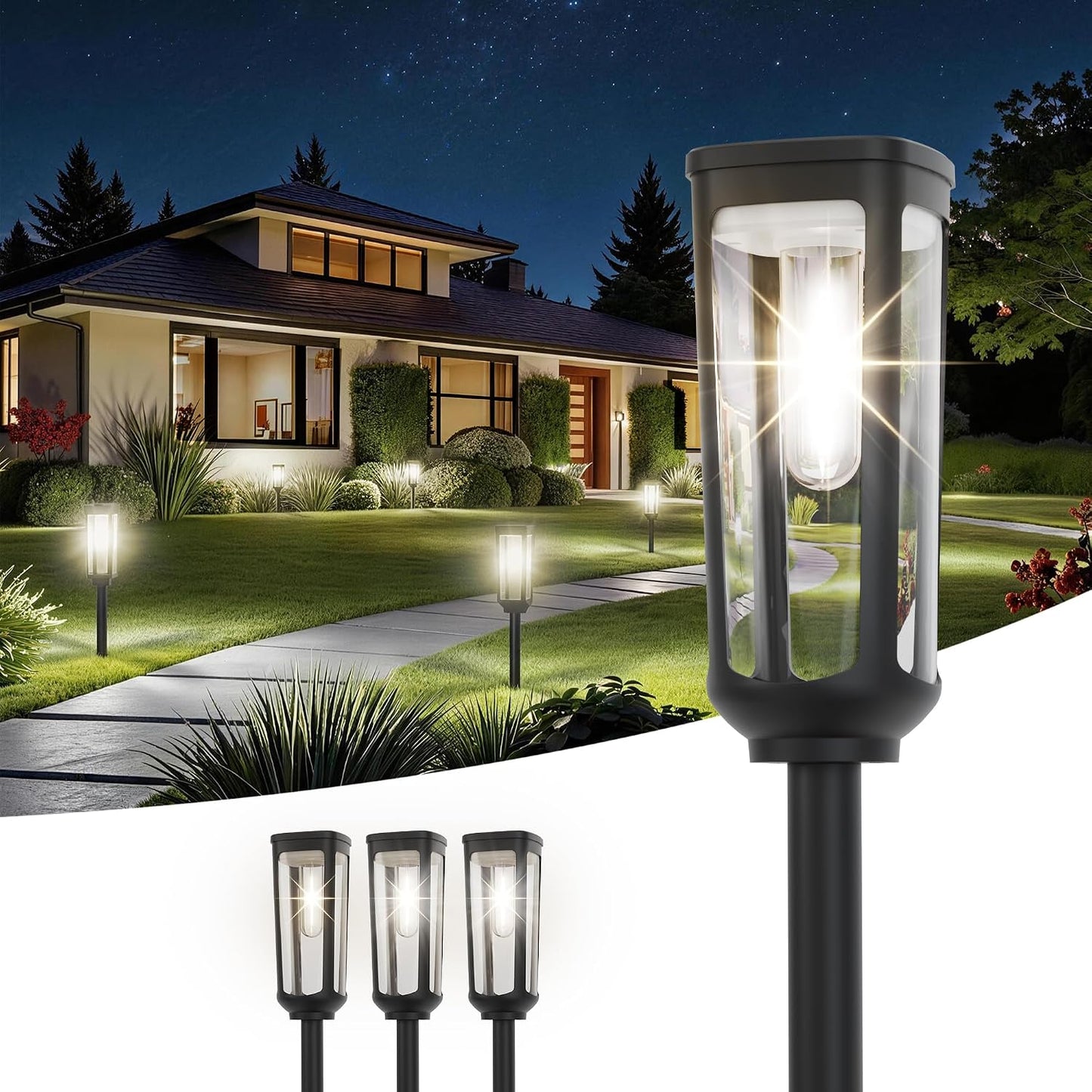 JEJOT Solar Pathway Lights Outdoor Waterproof, 4 Pack Solar Walkway Lights