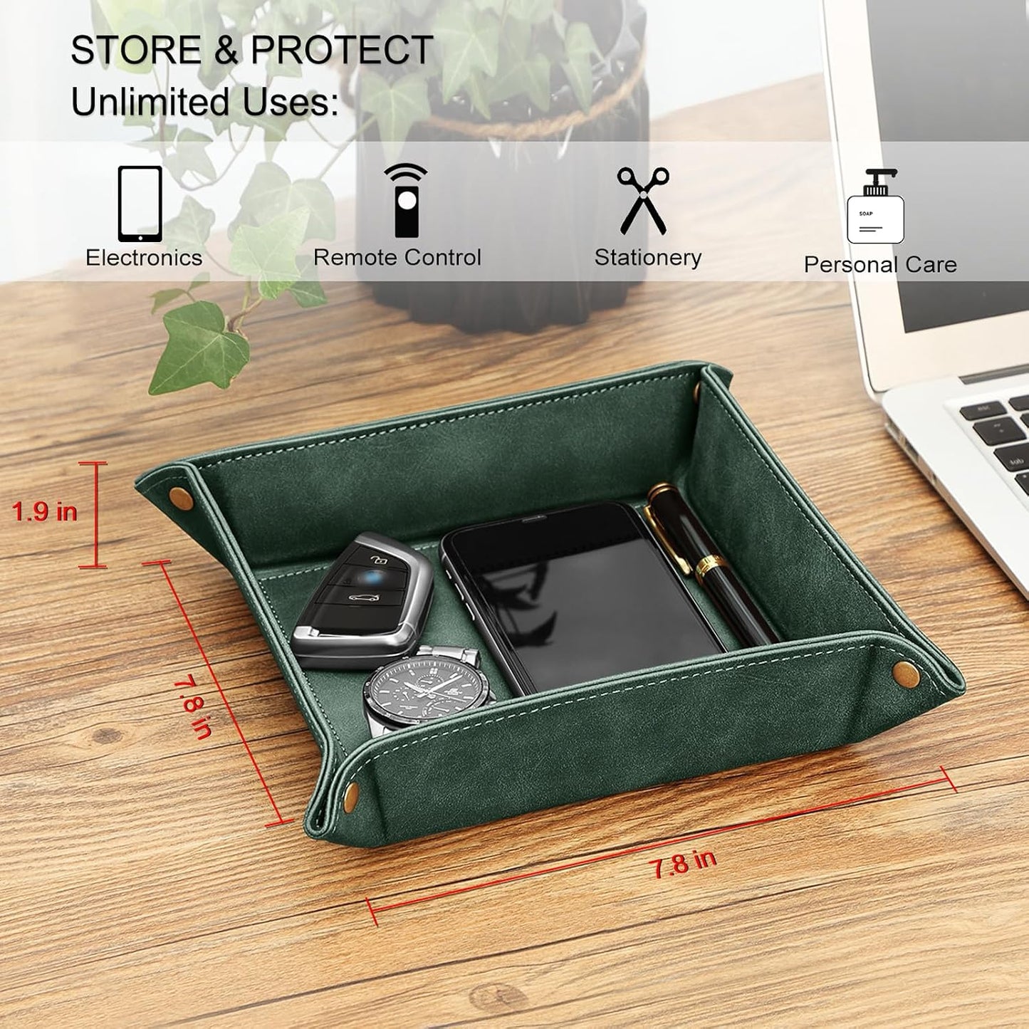 Valet Tray Desktop Storage Organizer / Dark Green