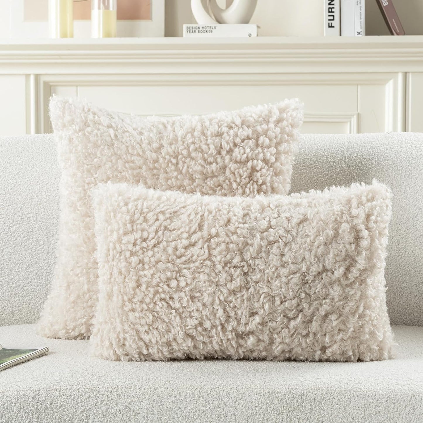 Decorative Throw Pillow Covers / Beige / 18 x 18 / Set of 2