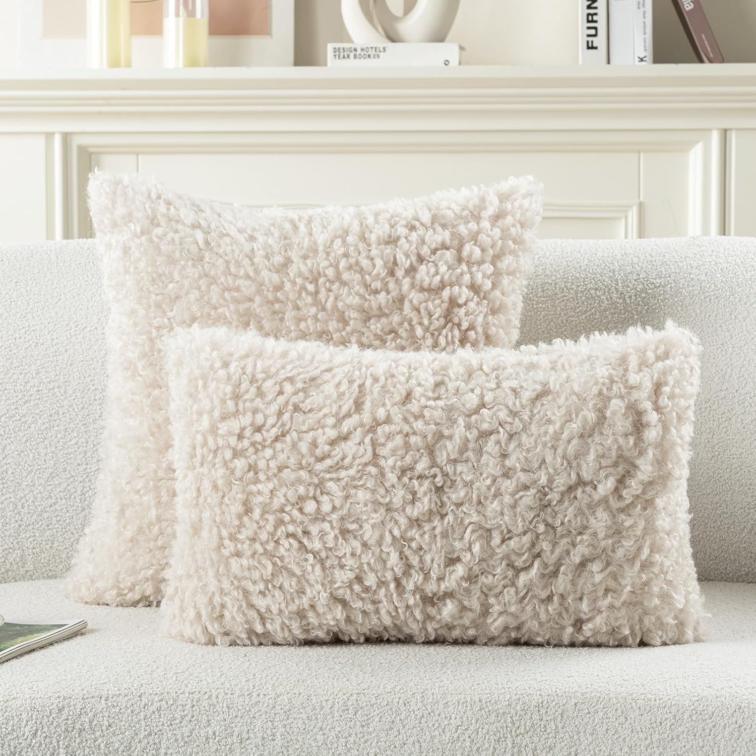 Decorative Throw Pillow Covers / Beige / 18 x 18 / Set of 2