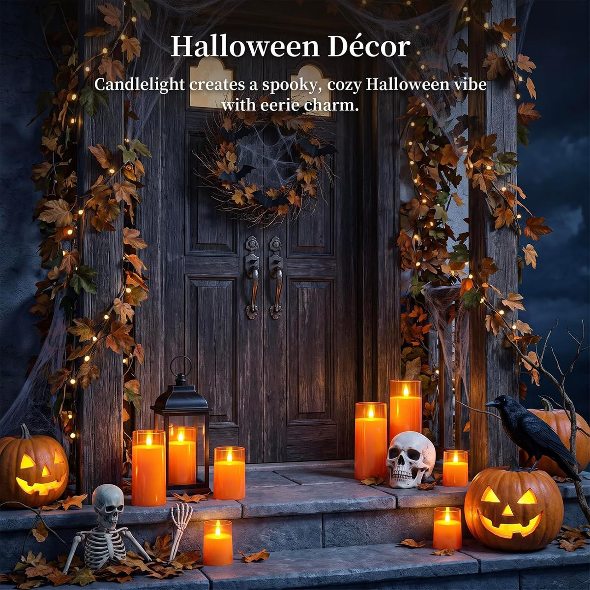 Homemory Orange Flameless Candles Realistic Flickering with Remote for Fall | Halloween Candles Battery Operated with