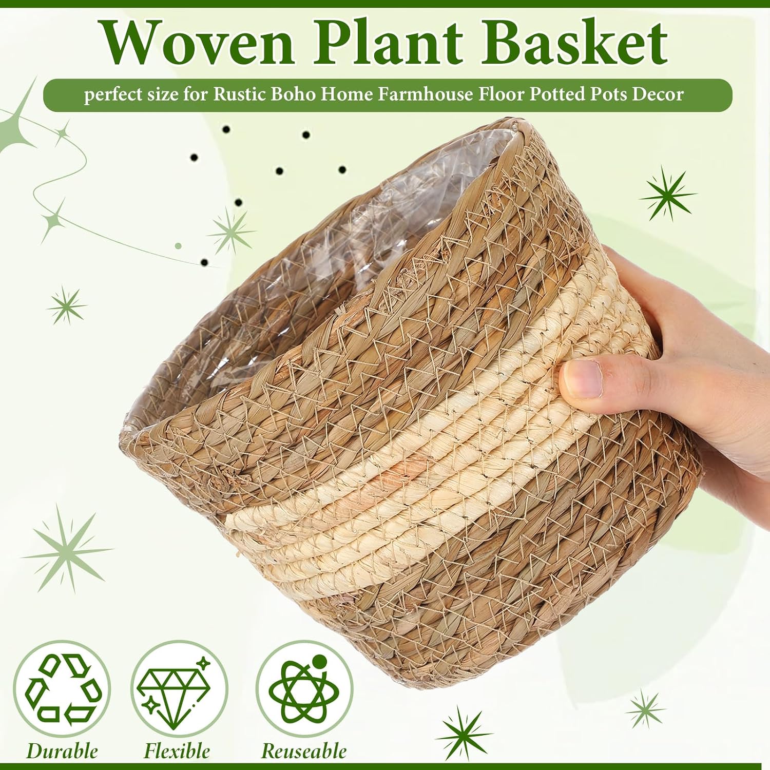 Wicker Plant Basket Bulk / Small / Bohemian / Set of 6