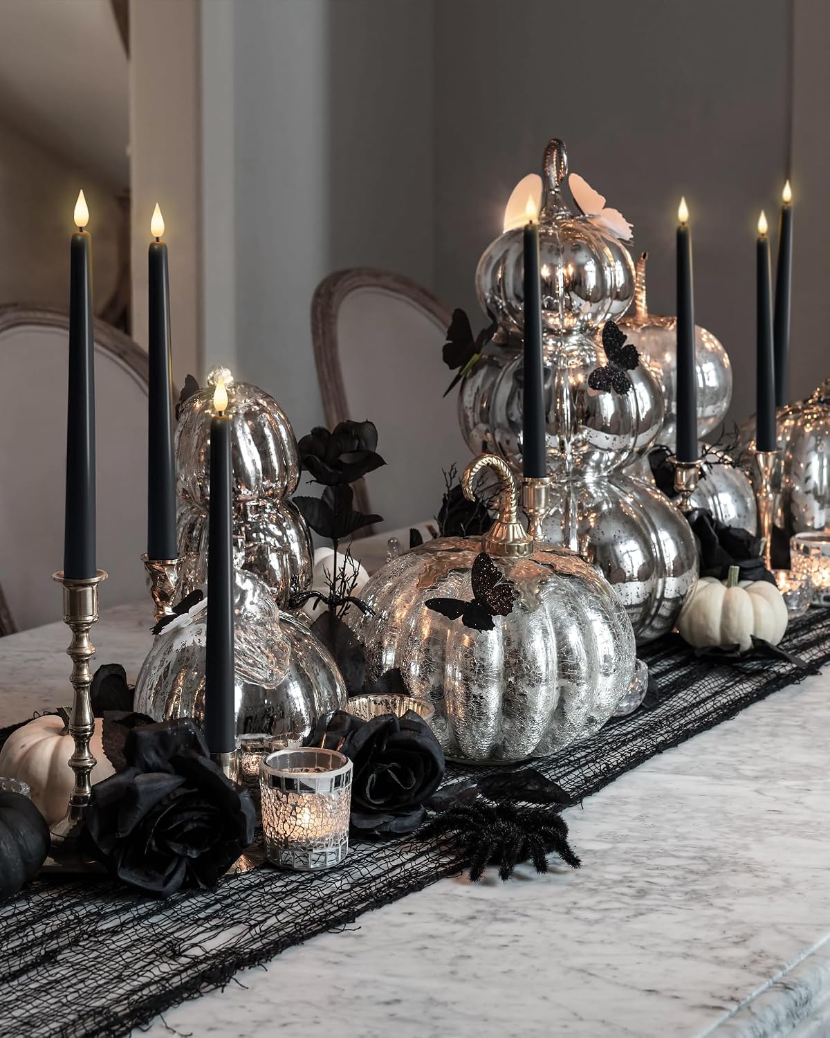 Homemory 12 Pcs Black Flameless Taper Candles Flickering, NO Remote, 11 Inches Taper Candles Battery Operated