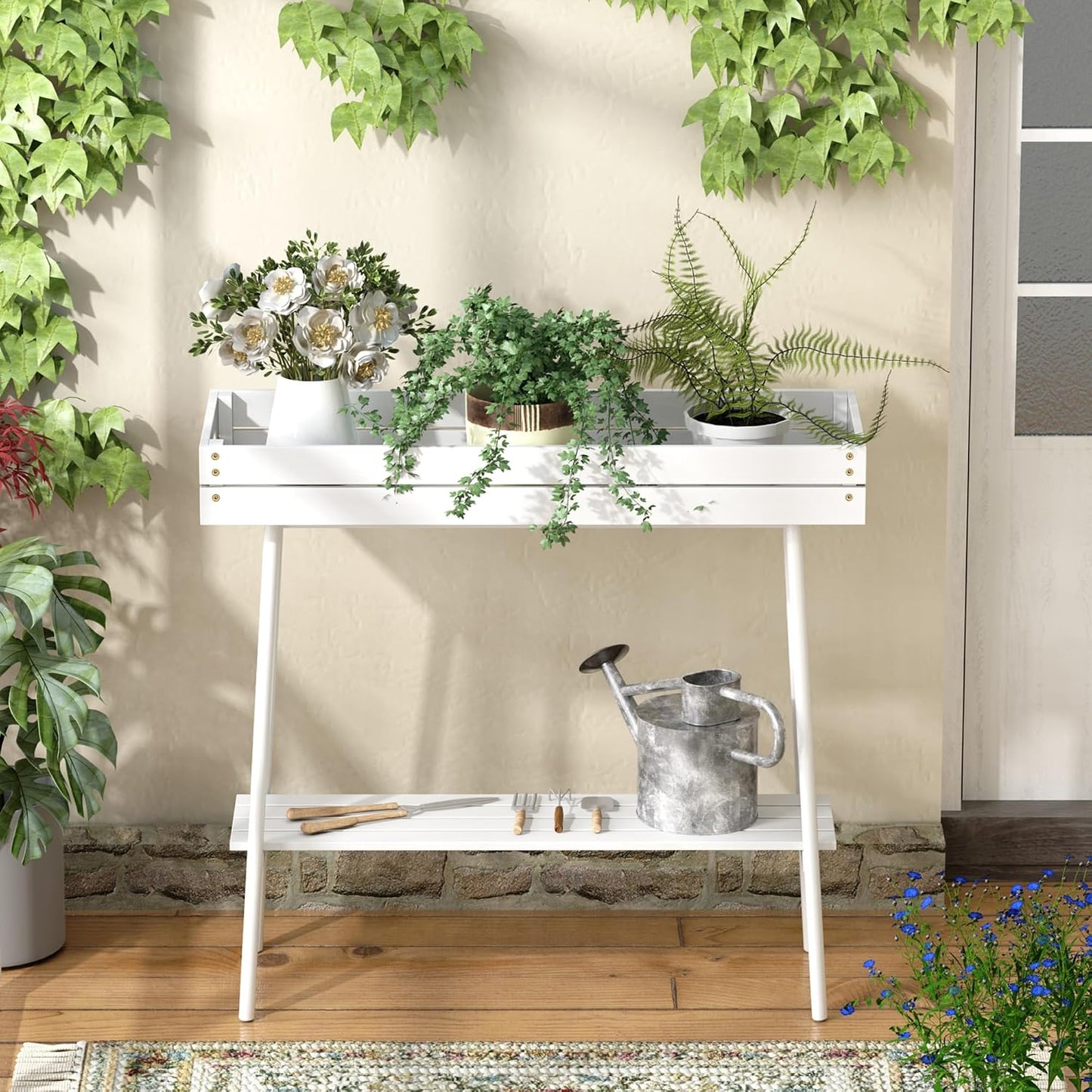 BAMBANG Bamboo Plant Stand Indoor, 2 Tier Small Plant Table, Tall Plant Stand for Indoor Plants, Window Sill Plant