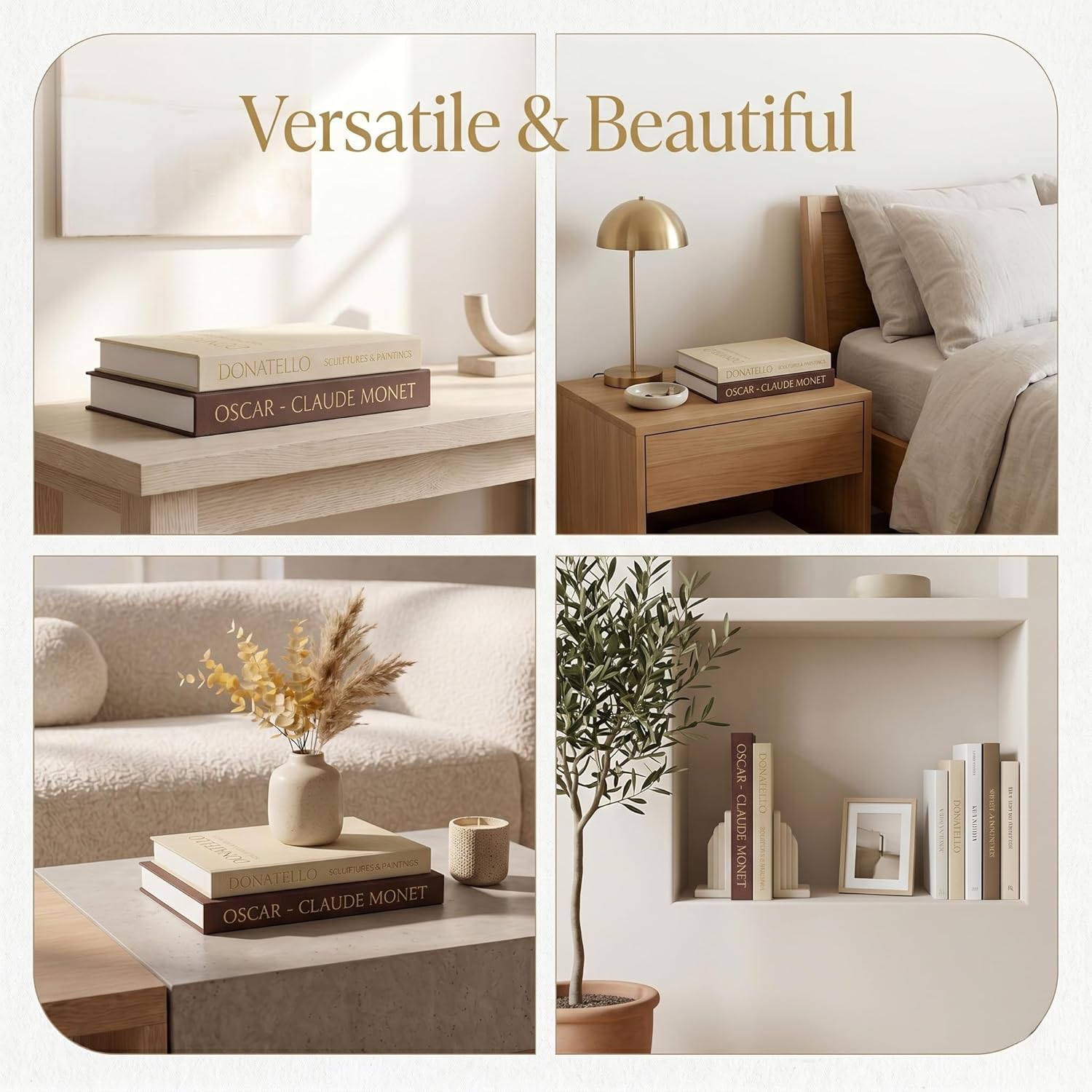 Faux Books for Decoration / Brown - Beige / Set of 2