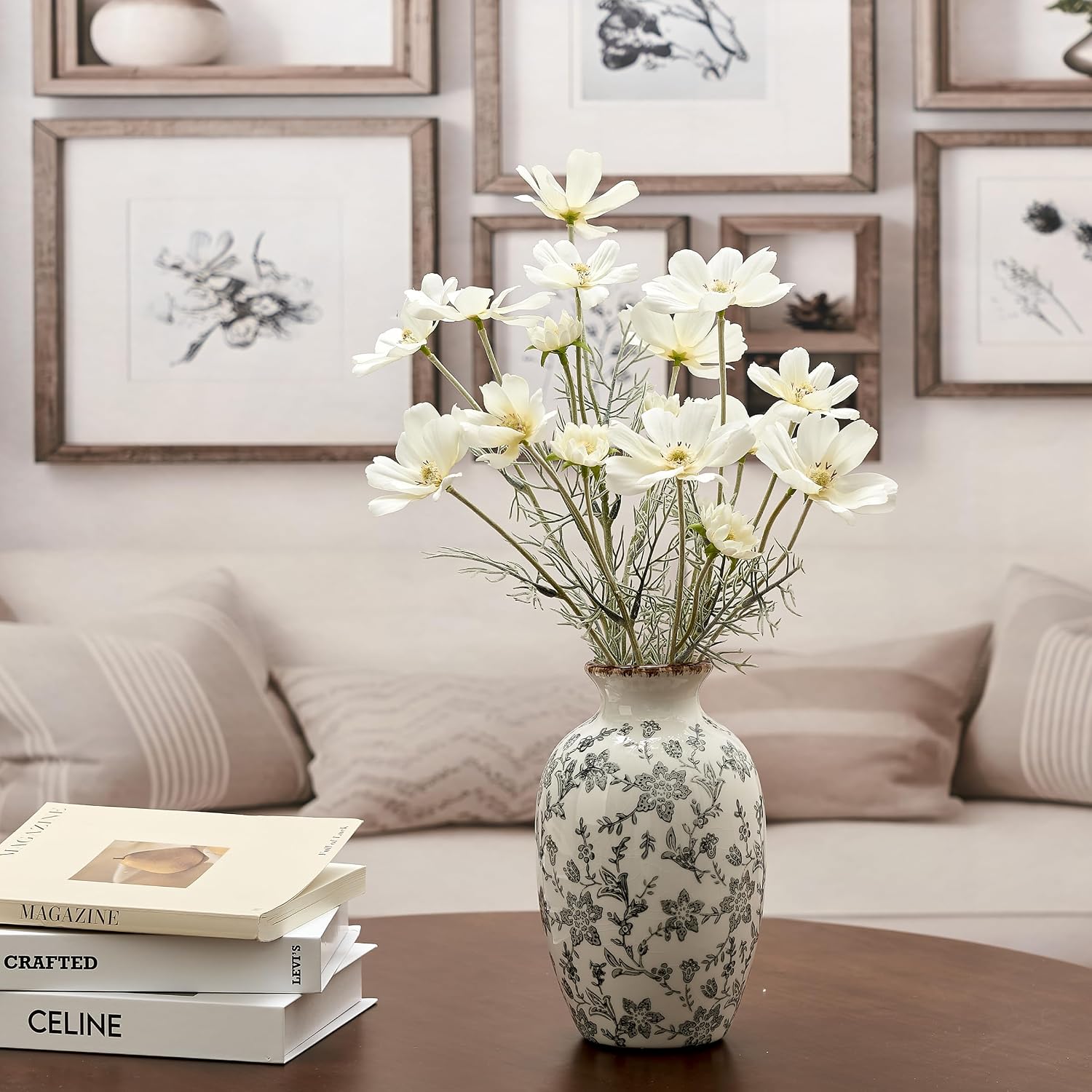 Modern Farmhouse Ceramic Vase / Gray- 7.95