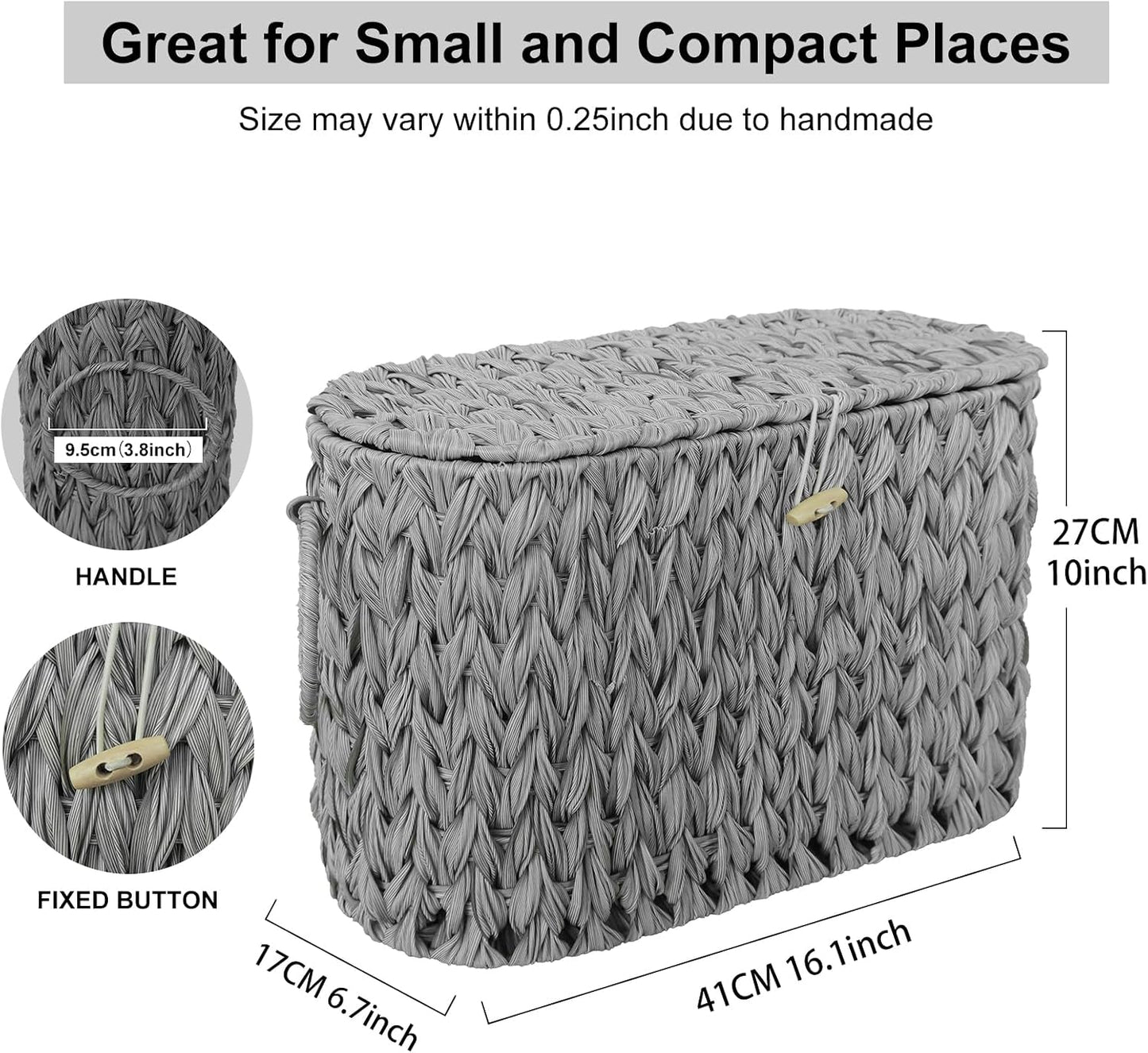 Coeusy Toilet Paper Storage Basket with Lid,Wicker Toilet Paper Holder Stand,Narrow Decorative Woven Bathroom Basket
