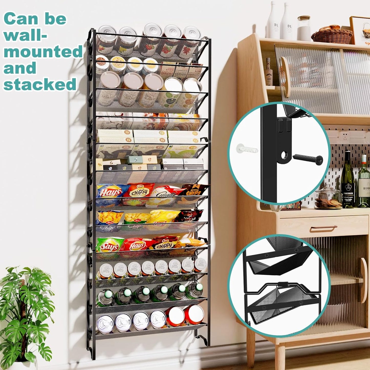 Simple Trending 2 Pack 4 Tier Spice Rack Organizer, Stackable Kitchen Counter Shelves, for Cabinet, Countertop, Pantry