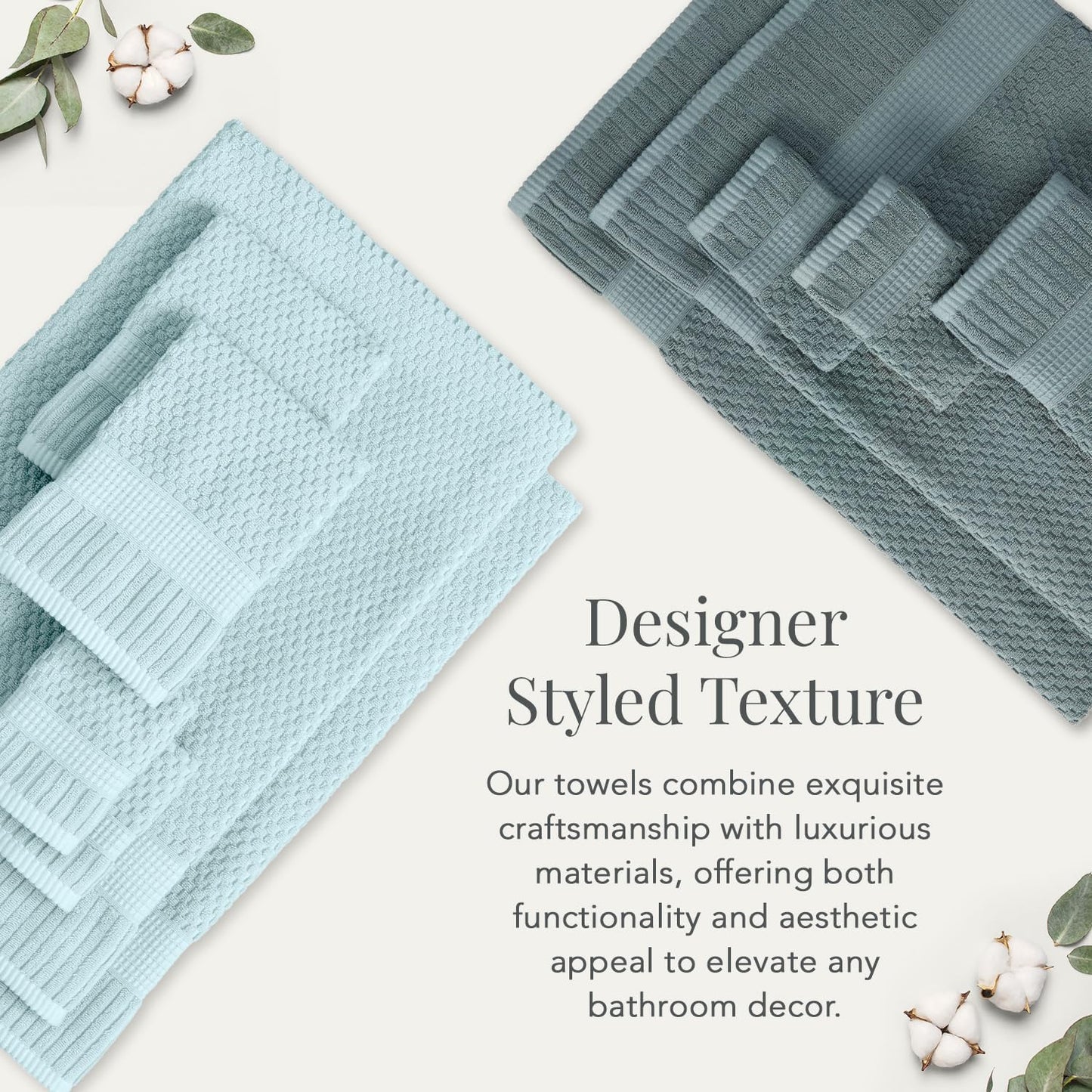 NY Loft 100% Cotton 6-Piece Bath Towel Set | Stormy | Oeko-TEX | Quick-Dry | 30" x 52" Bath Towels | 16" x 28" Hand