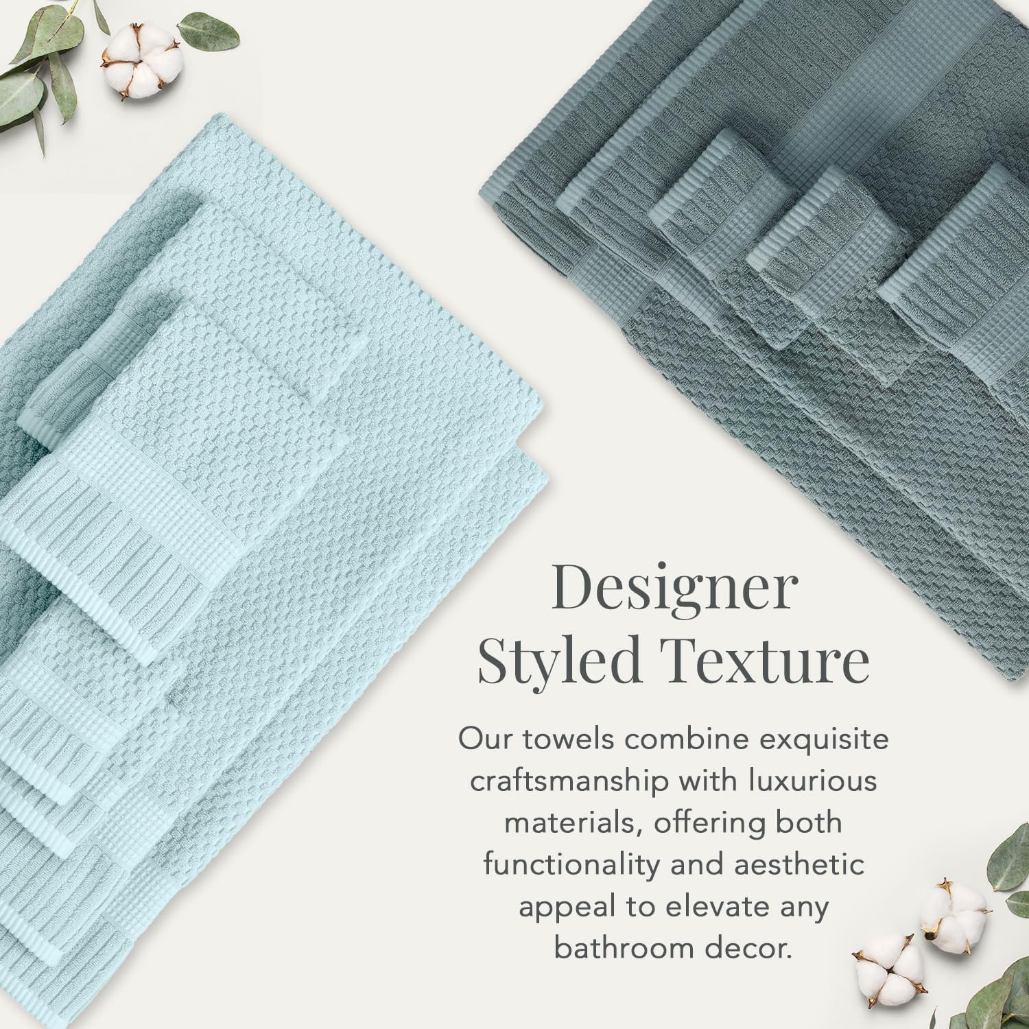 NY Loft 100% Cotton 6-Piece Bath Towel Set | Stormy | Oeko-TEX | Quick-Dry | 30" x 52" Bath Towels | 16" x 28" Hand