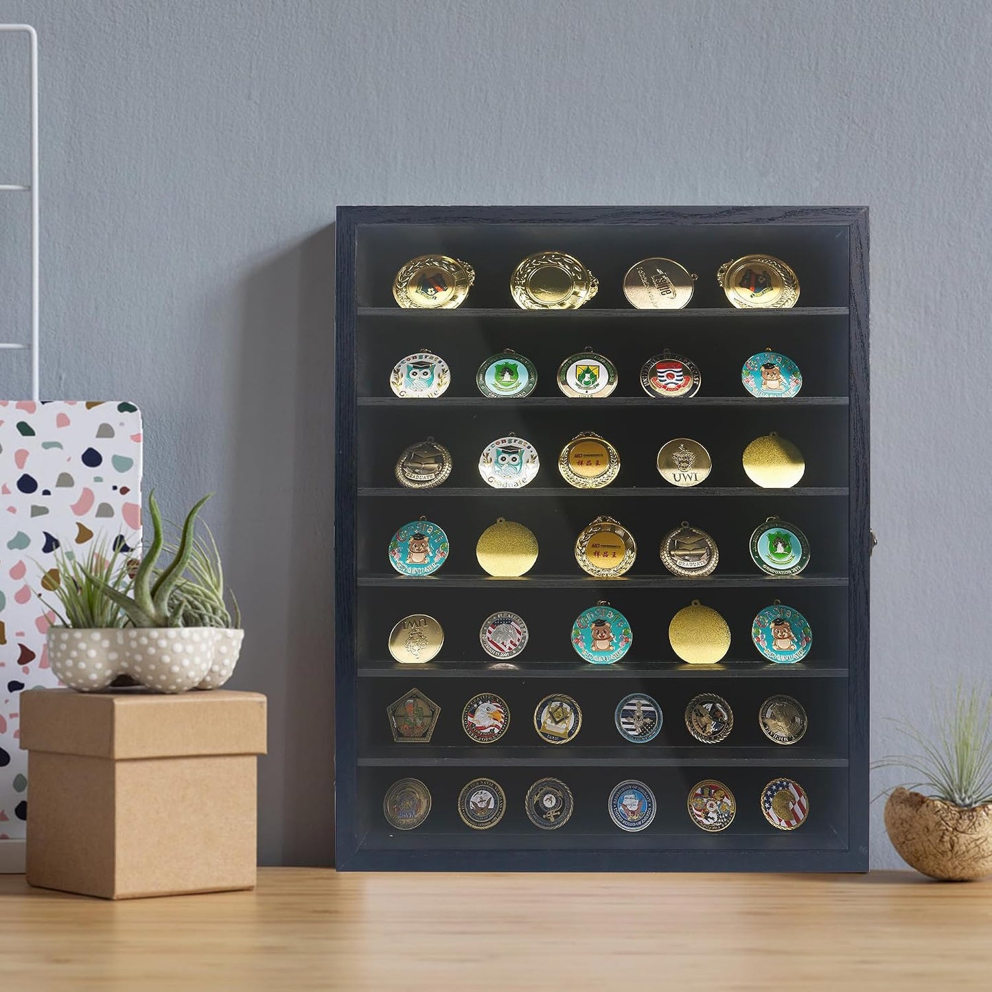 FramePro Shadow Box Frame 16x20 with Removable Shelves, Deep Memory Box Display Case for Collector, Keepsake Coins