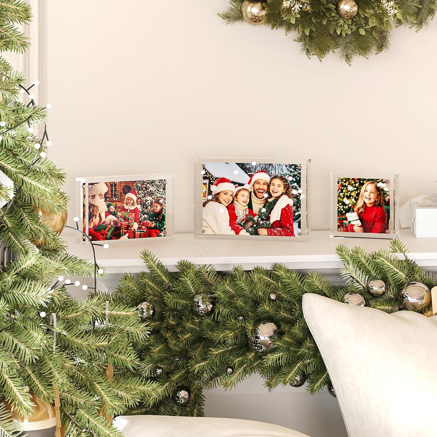 Egofine 8x10 Acrylic Frame, 20mm Thicker Frameless Clear Picture Frame, Double Sided Magnetic Picture Frame, Free