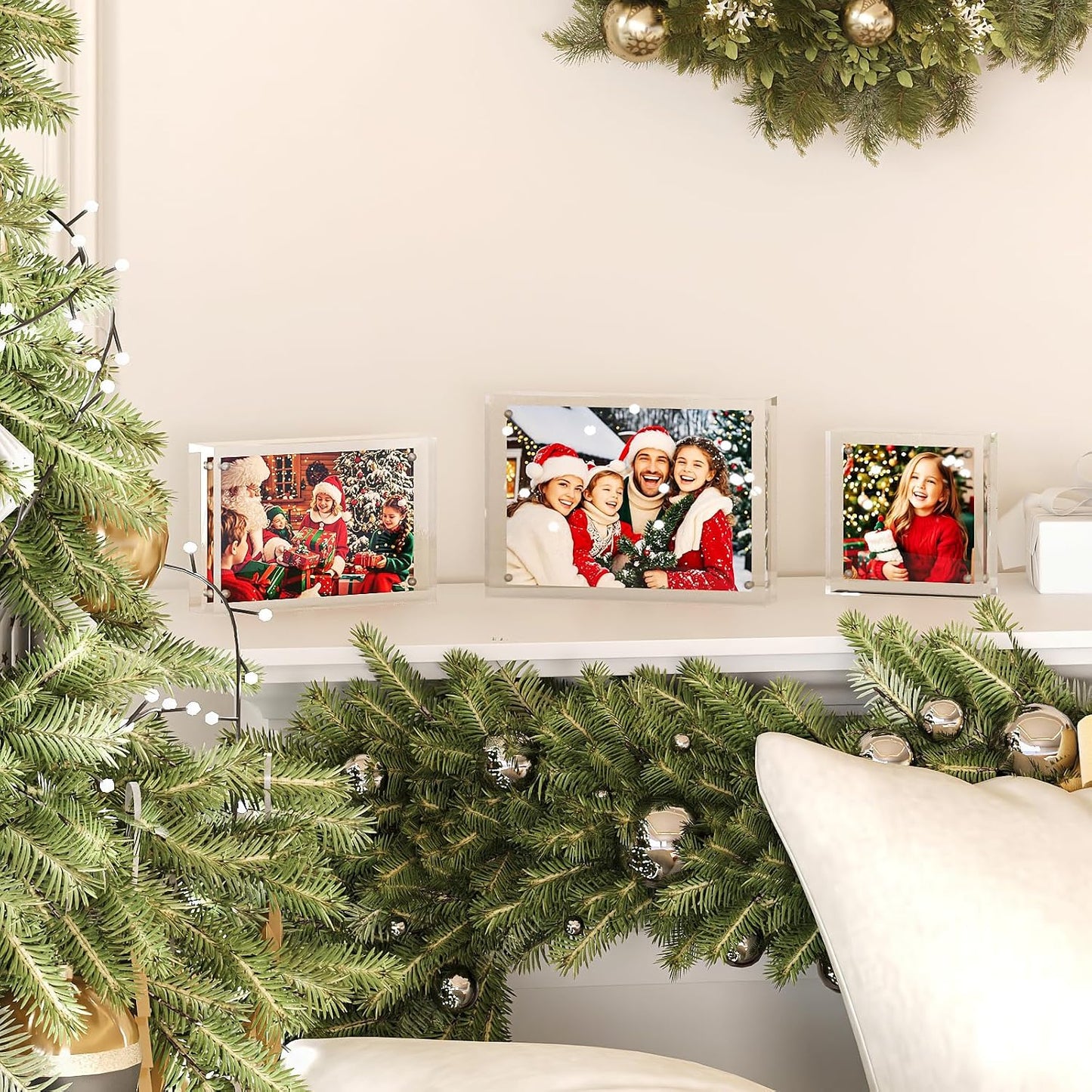Egofine 6x8 Acrylic Frame 6 Pack, 20mm Thicker Frameless Clear Picture Frame, Double Sided Magnetic Picture Frame, Free