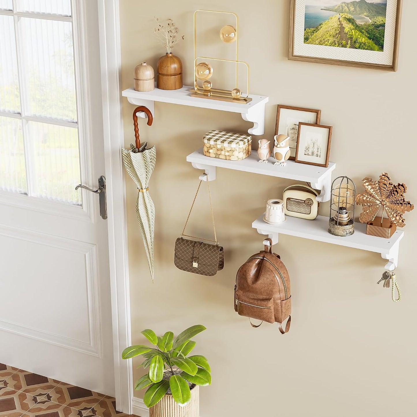 Wood Wall Shelves / White / 17 Inch / Set of 3