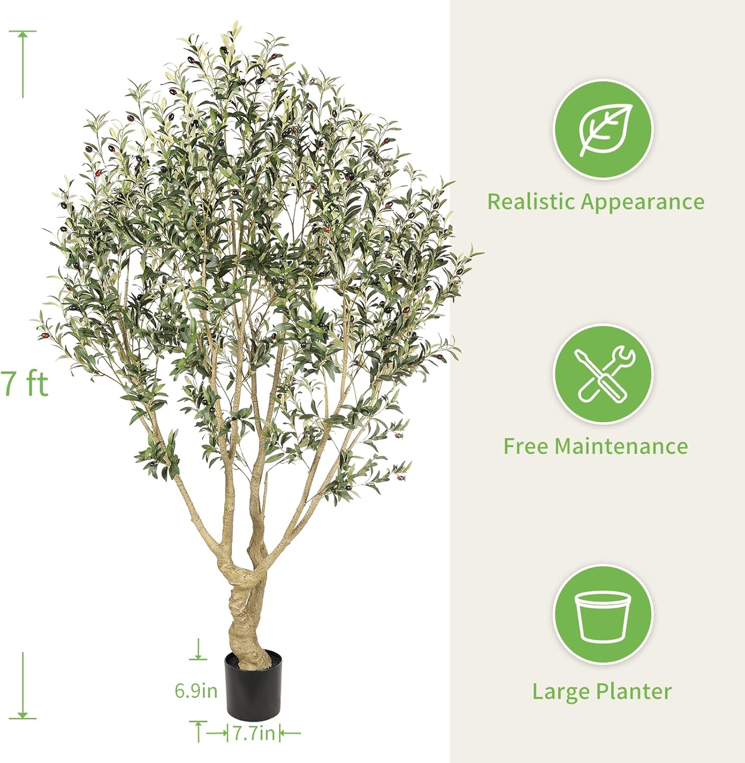 Faux Olive Tree / 7ft / 7 Inch
