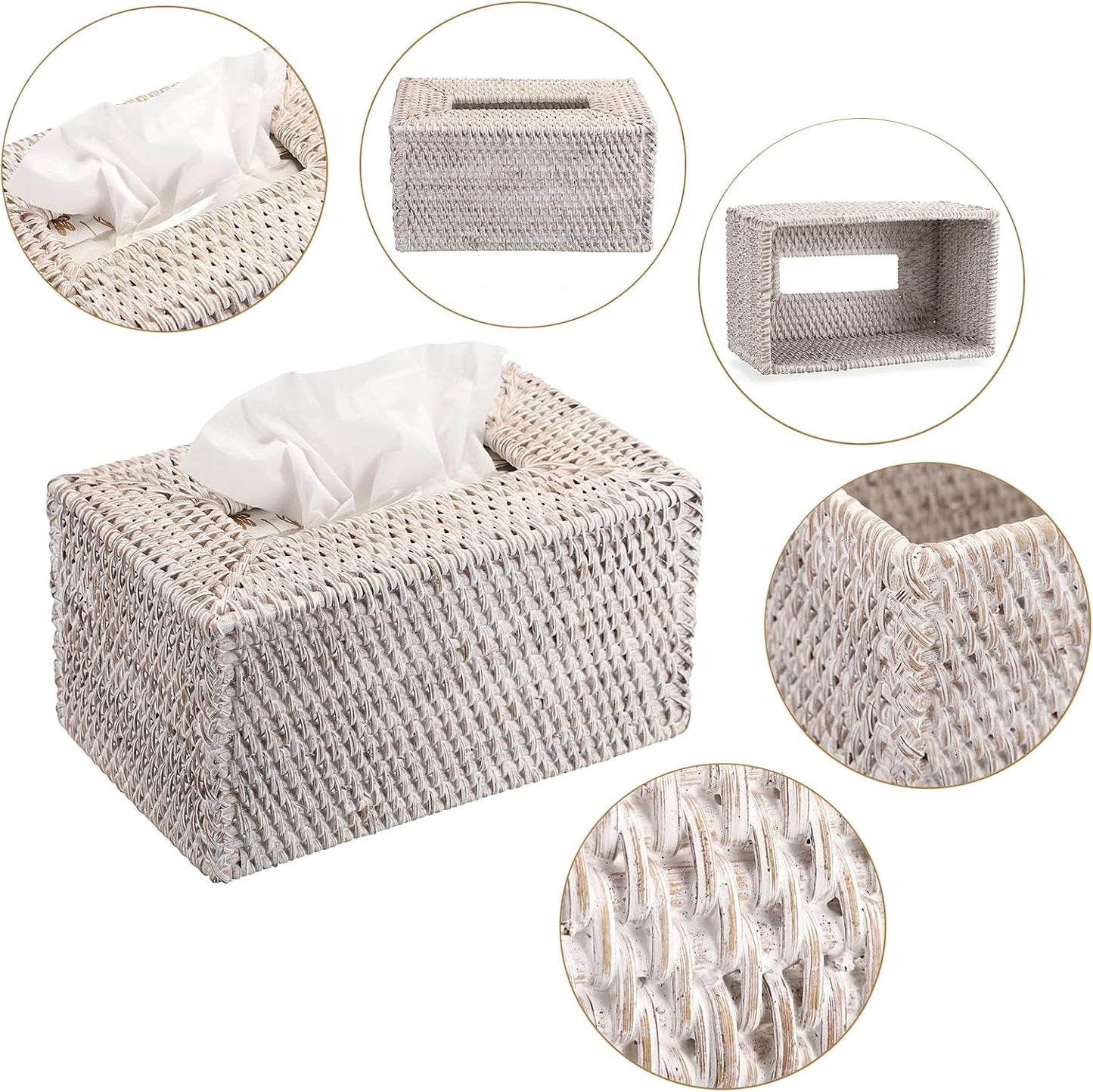 Wicker Decorative Tissue Holder / Large / Whitewash