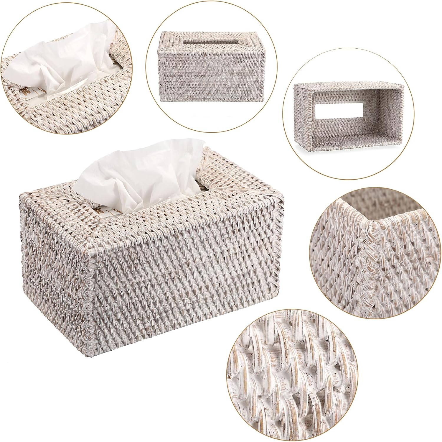 Wicker Decorative Tissue Holder / Large / Whitewash