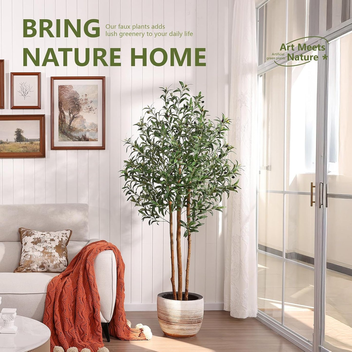 Olive Tree Artificial Indoor Faux Plant / 6ft / Green / 6 Inch