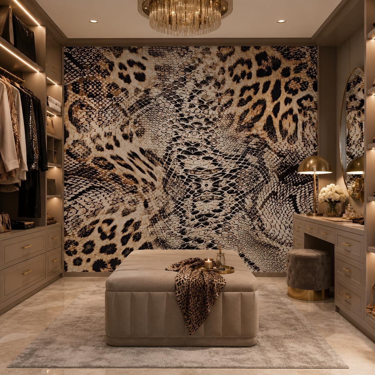 Print Wall Murals Peel and Stick " Large Canvas Cheetah Snake Wallpaper Self / 144 x 100 / Leopard