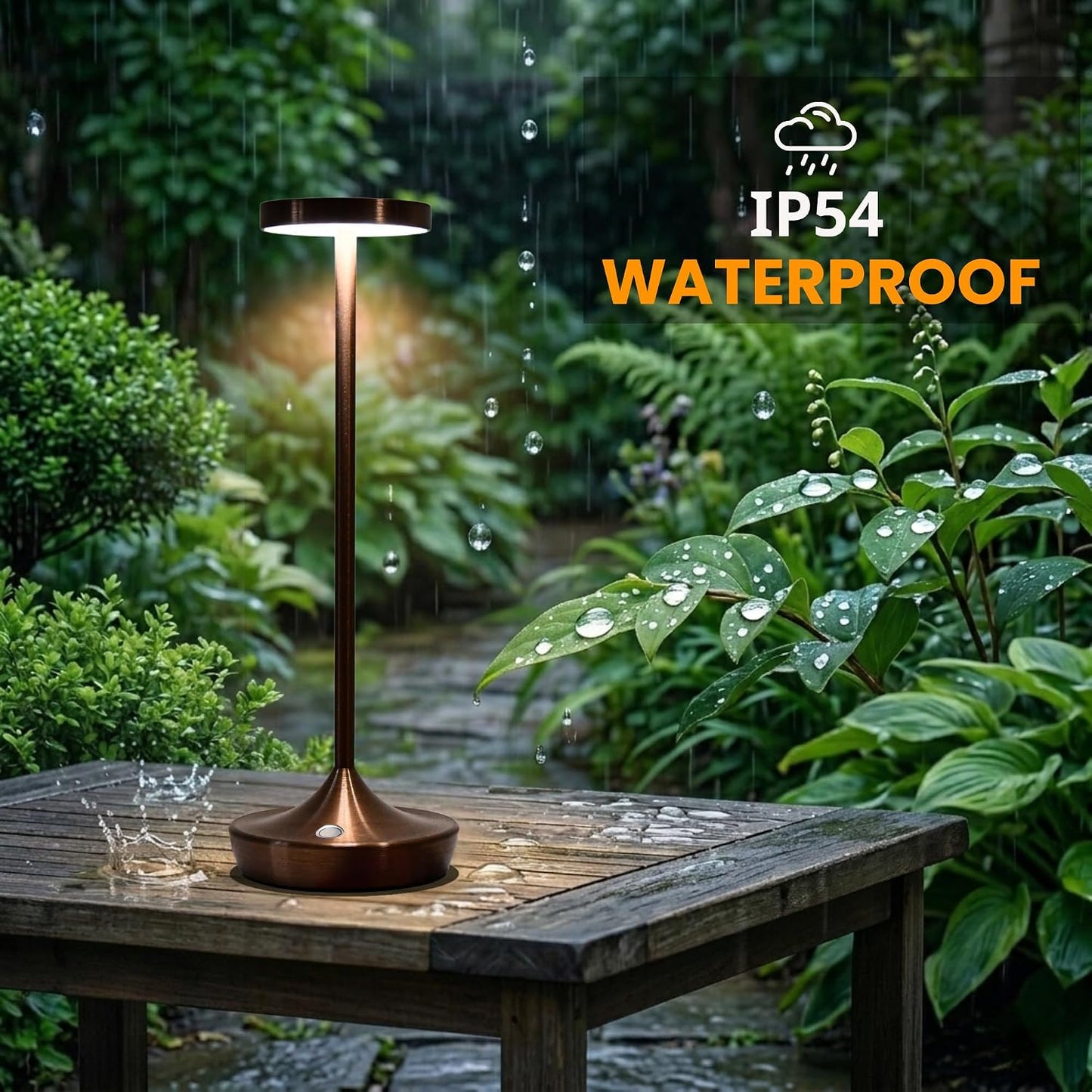 Brown Cordless Table Lamps, Rechargeable 6000mAh, 72H Runtime, Waterproof | Stepless Touch Dimming with 3 Color Modes &